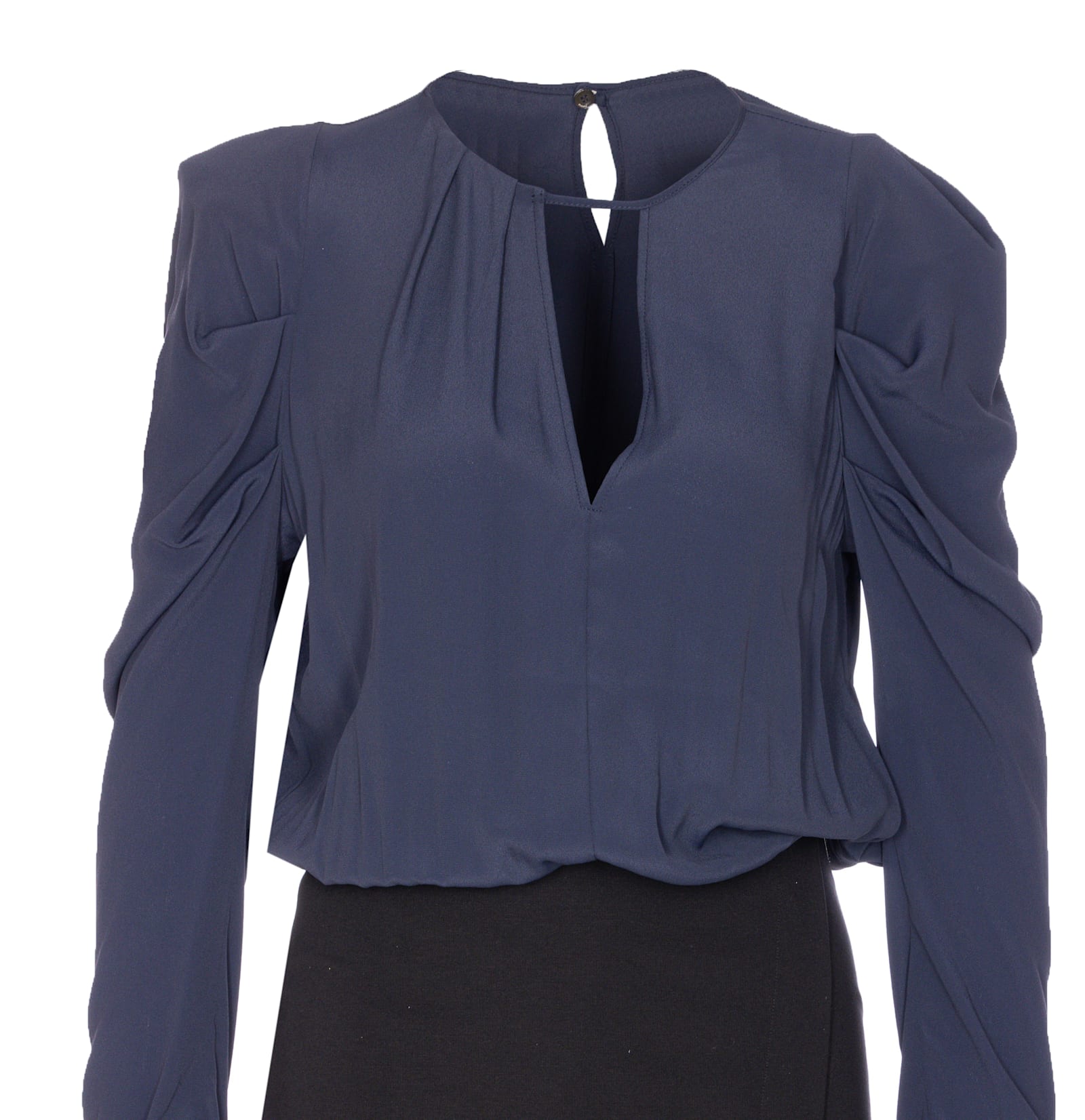 Pinko Omelette Dress With Bow And Keyhole In Blue