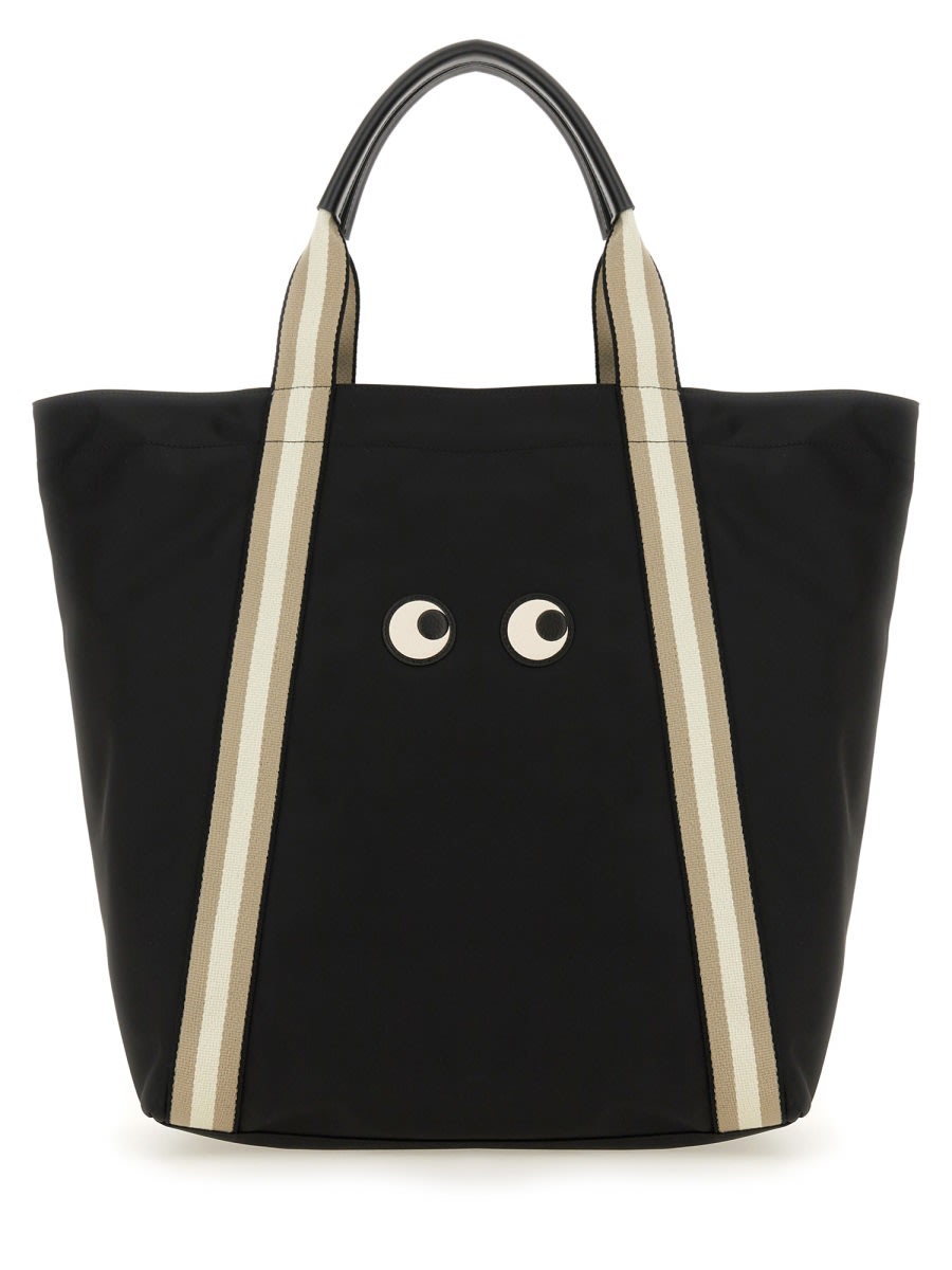 Shop Anya Hindmarch Eyes Shopping Bag In Black