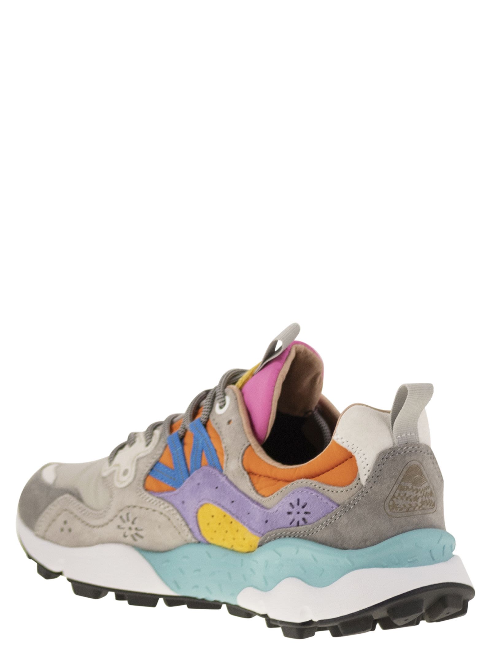 Flower Mountain Yamano 3 - Sneakers In Suede And Technical Fabric In Multi