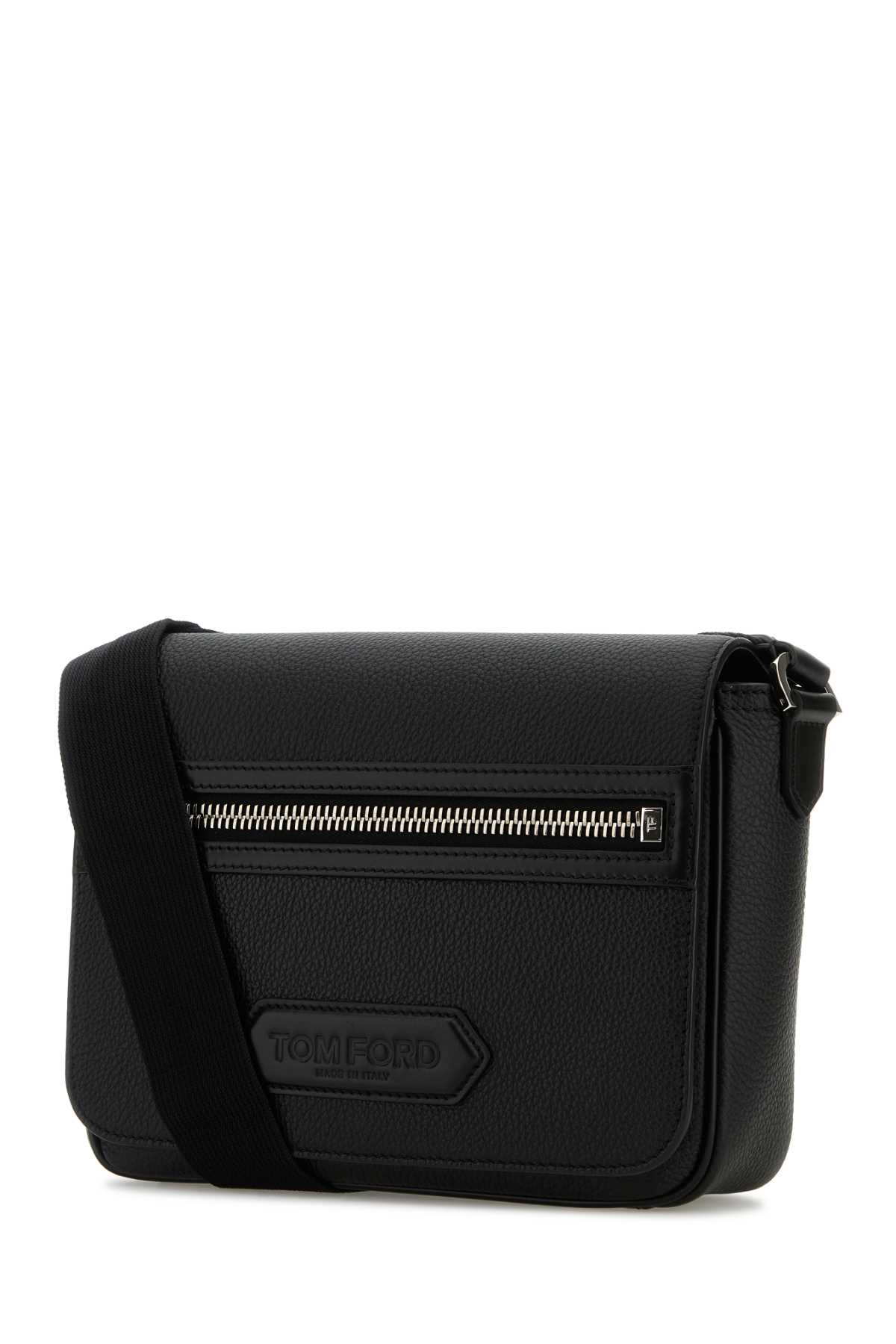 Tom Ford Black Leather Small Traveller Crossbody Bag