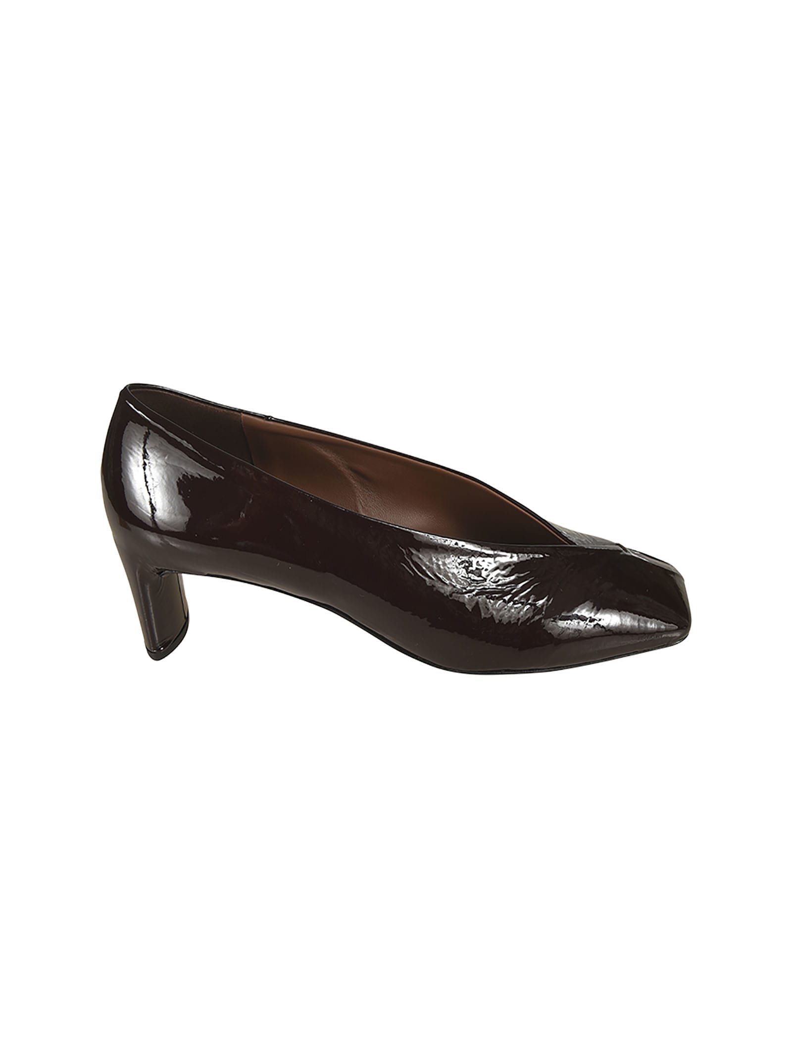 Glossy Square Toe Slide-on Pumps