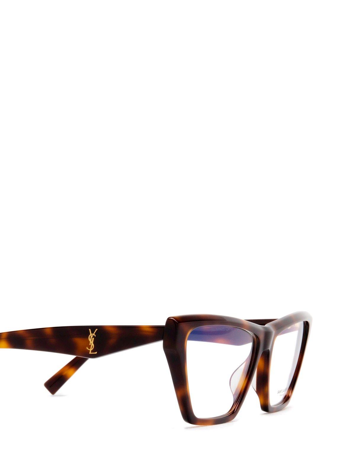 Shop Saint Laurent Cat-eye Frame Glasses In 003 Havana Havana Transpa