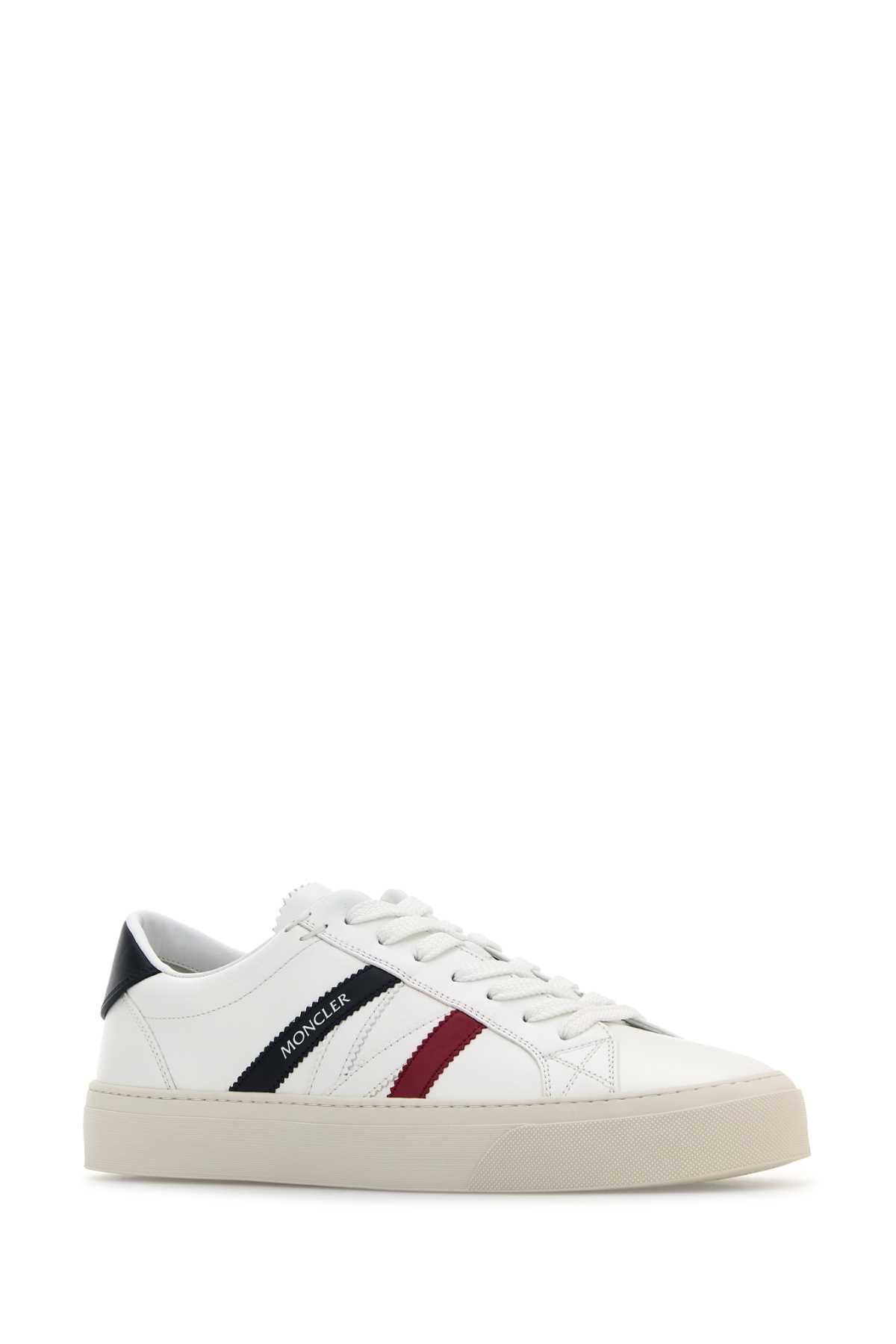 Shop Moncler White Leather Monaco 2 Sneakers In 001