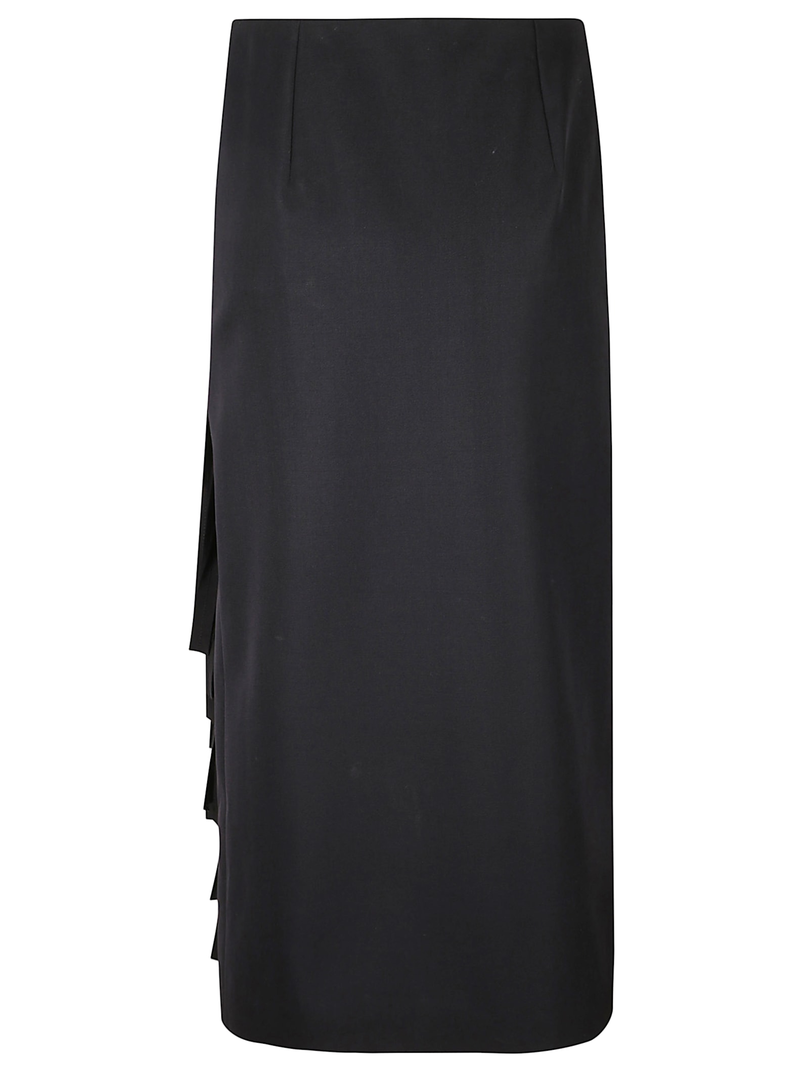 Carven Wool Fringed Skirt In Black