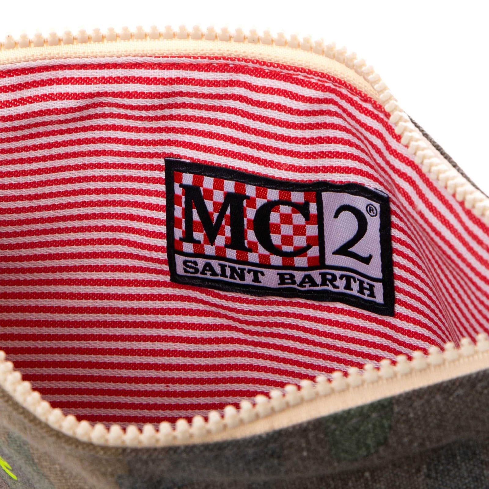 Mc2 Saint Barth Parisienne Canvas Pochette With Camouflage Print In Green