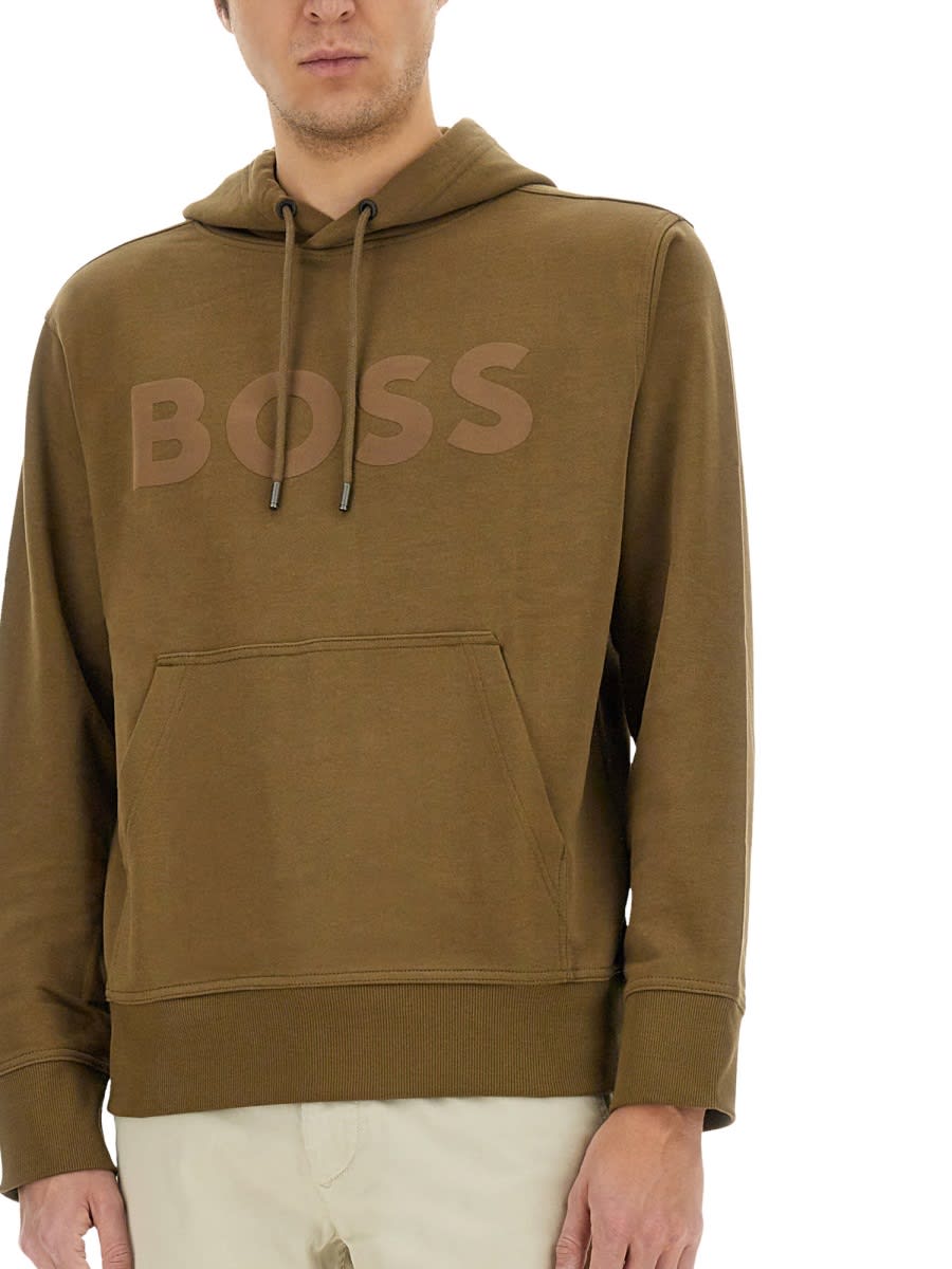 Shop Hugo Boss Sweatshirt With Logo In Brown