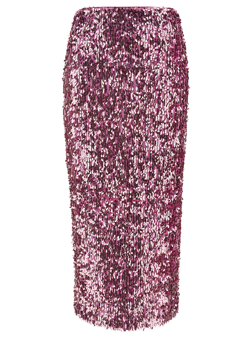 Shop Rotate Birger Christensen Pink Pencil Skirt With All-over Sequins Embellishment In Tech Fabric Woman