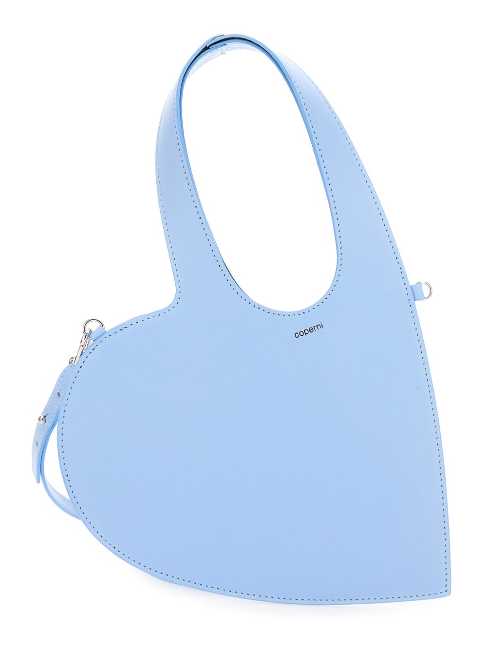 COPERNI BABY HEART BLUE HEART SHAPED CROSSBODY BAG WITH ADJUSTABLE AND REMOVABLE SHOULDER STRAP IN LEATHER W