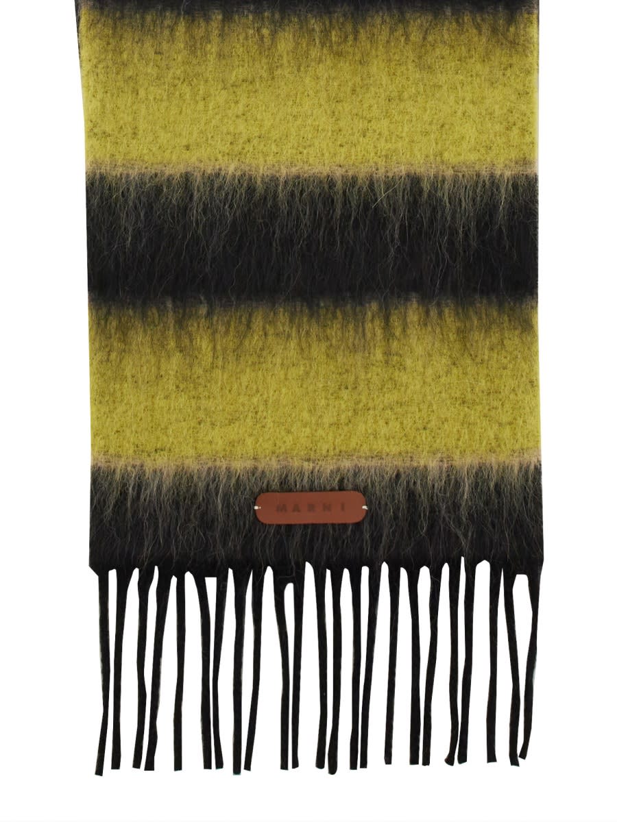 Shop Marni Striped Scarf In Black