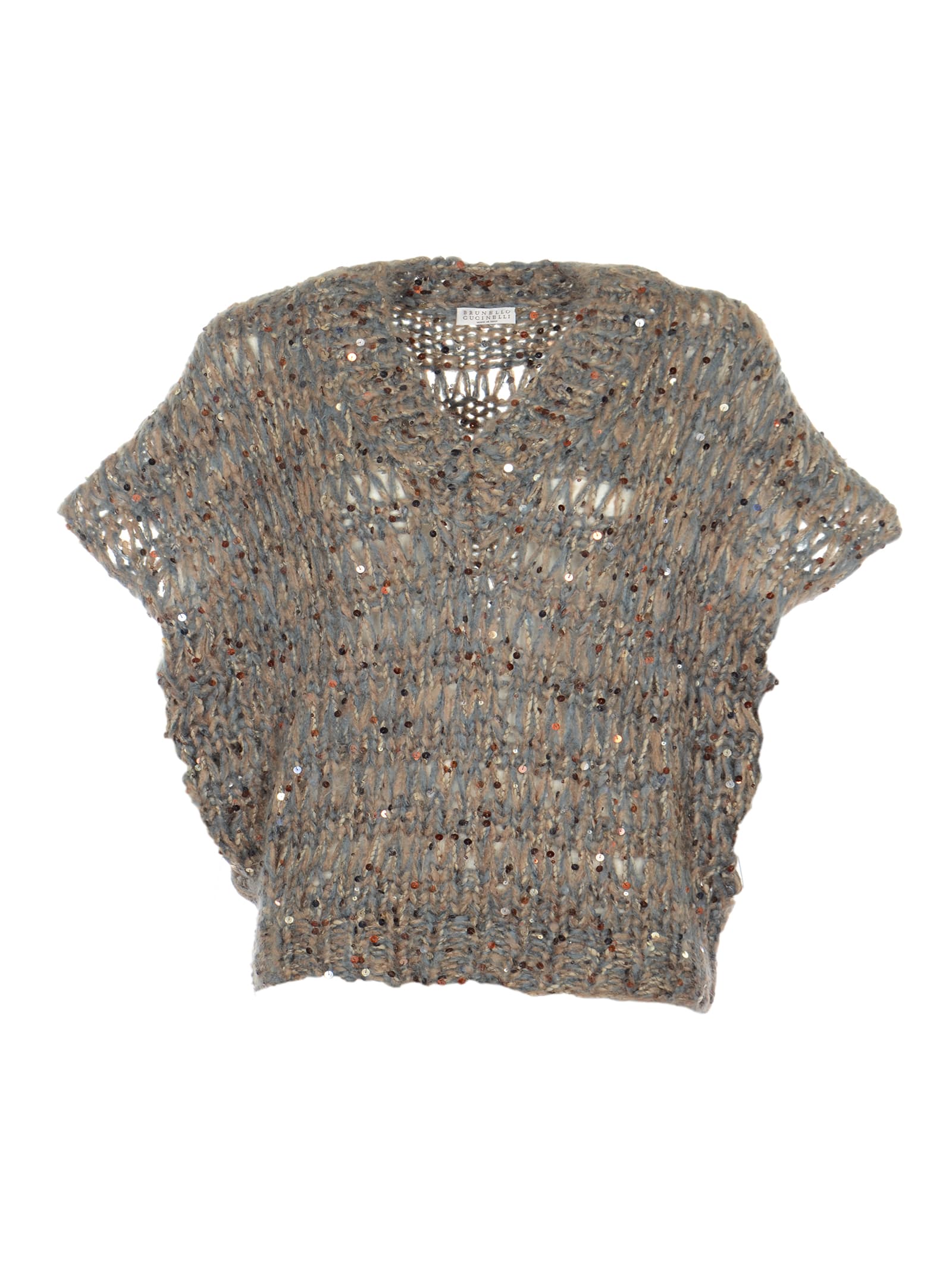 Brunello Cucinelli Perforated V-neck Top