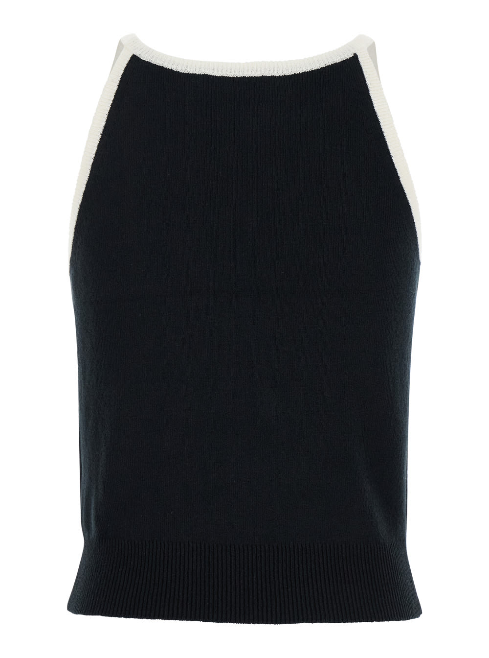 Shop Dunst Black Knit Halterneck Top In Cotton Blend Woman