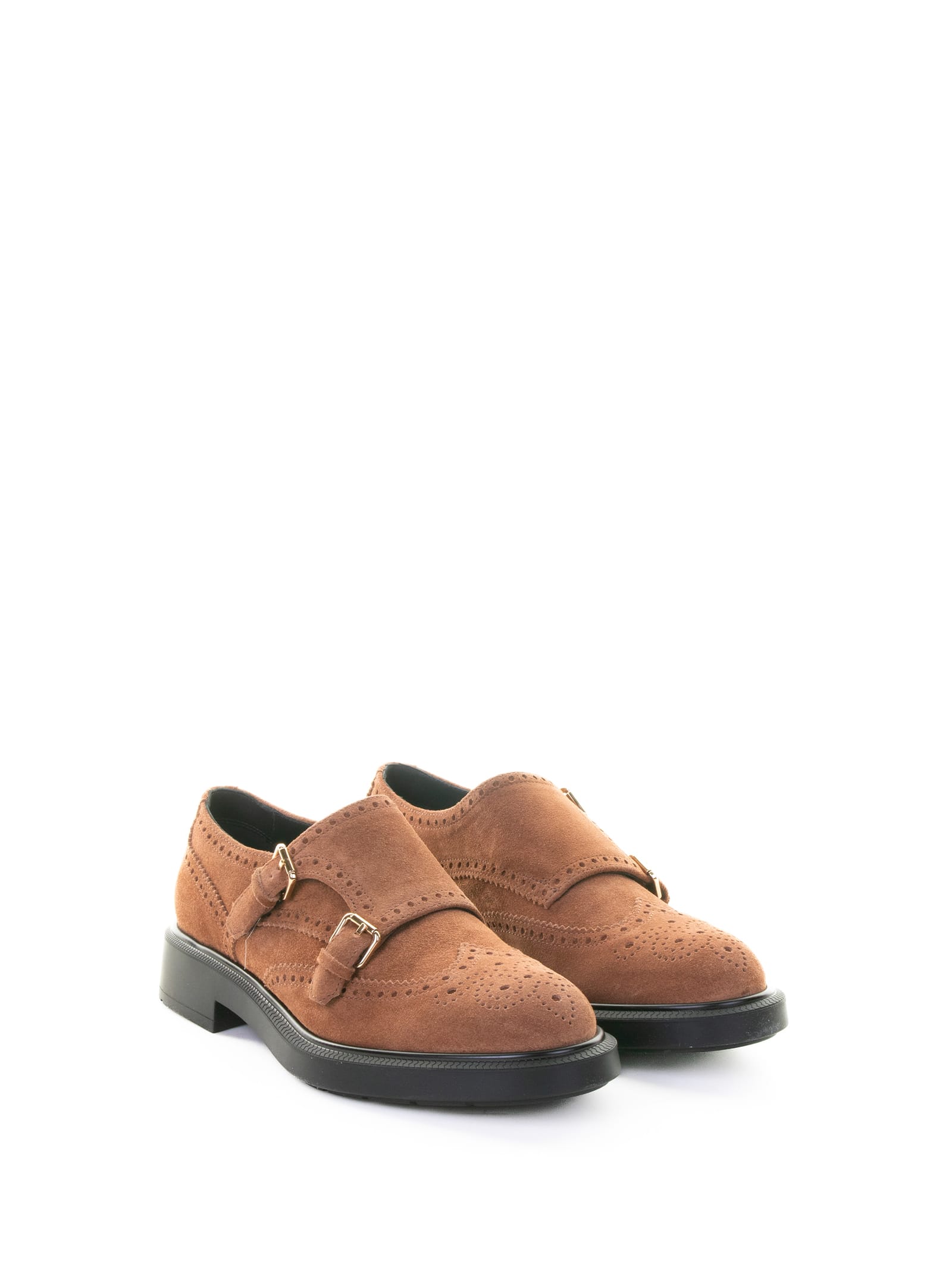 Fratelli Rossetti Double Buckle Suede Moccasin In Brown