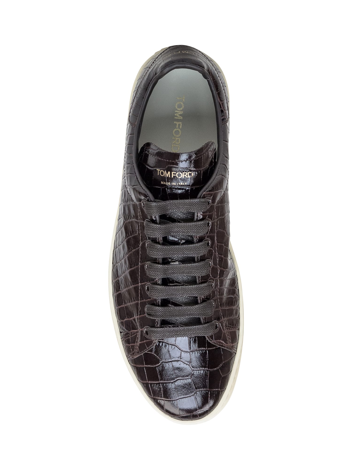 Shop Tom Ford Warwick Sneaker In Ebony Brown-cream