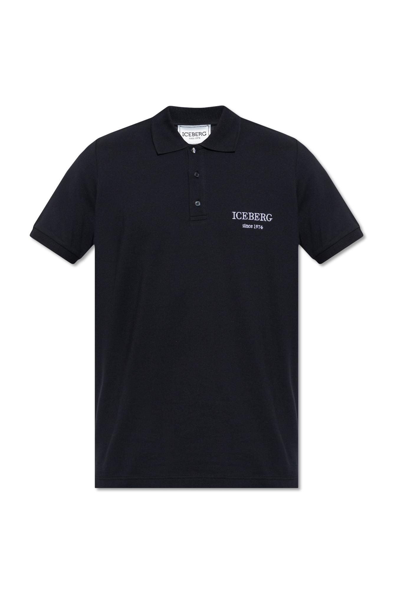 Shop Iceberg Polo Shirt With Logo In Black
