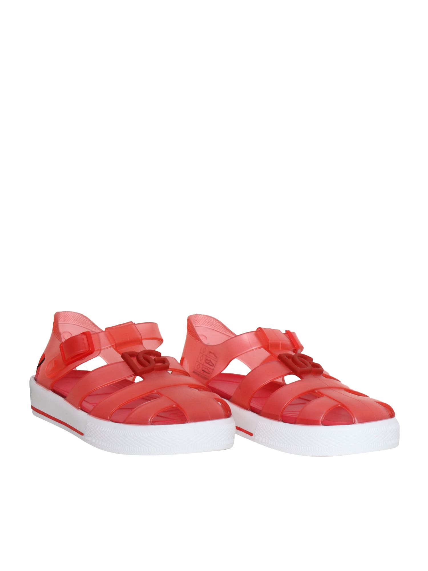 Dolce & Gabbana Red Sandals With Cage Tip In Red