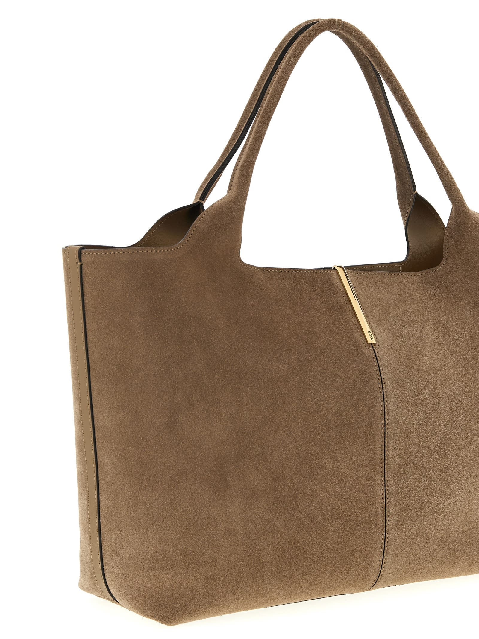Tod's Small To Medium Suede Shopping Bag Tote Bag Beige In Brown