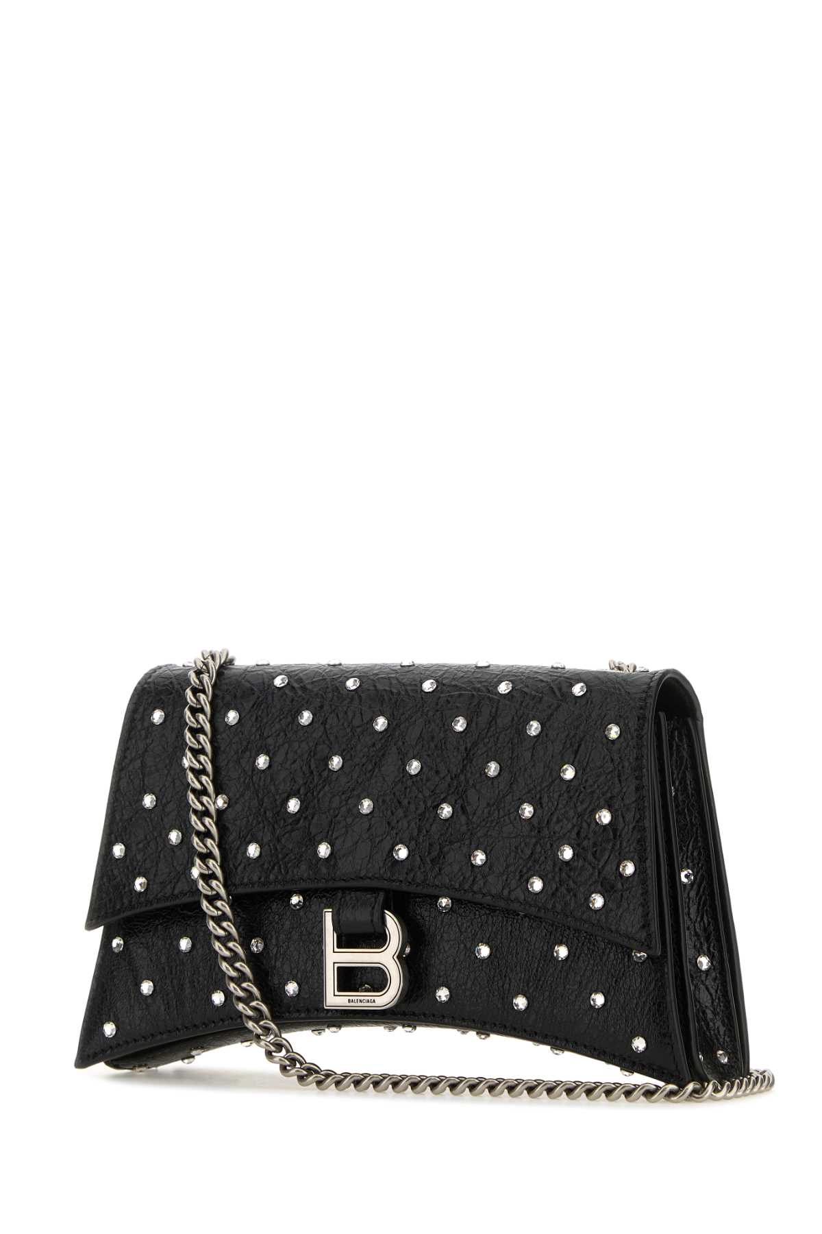 Shop Balenciaga Black Leather Crush Xs Shoulder Bag