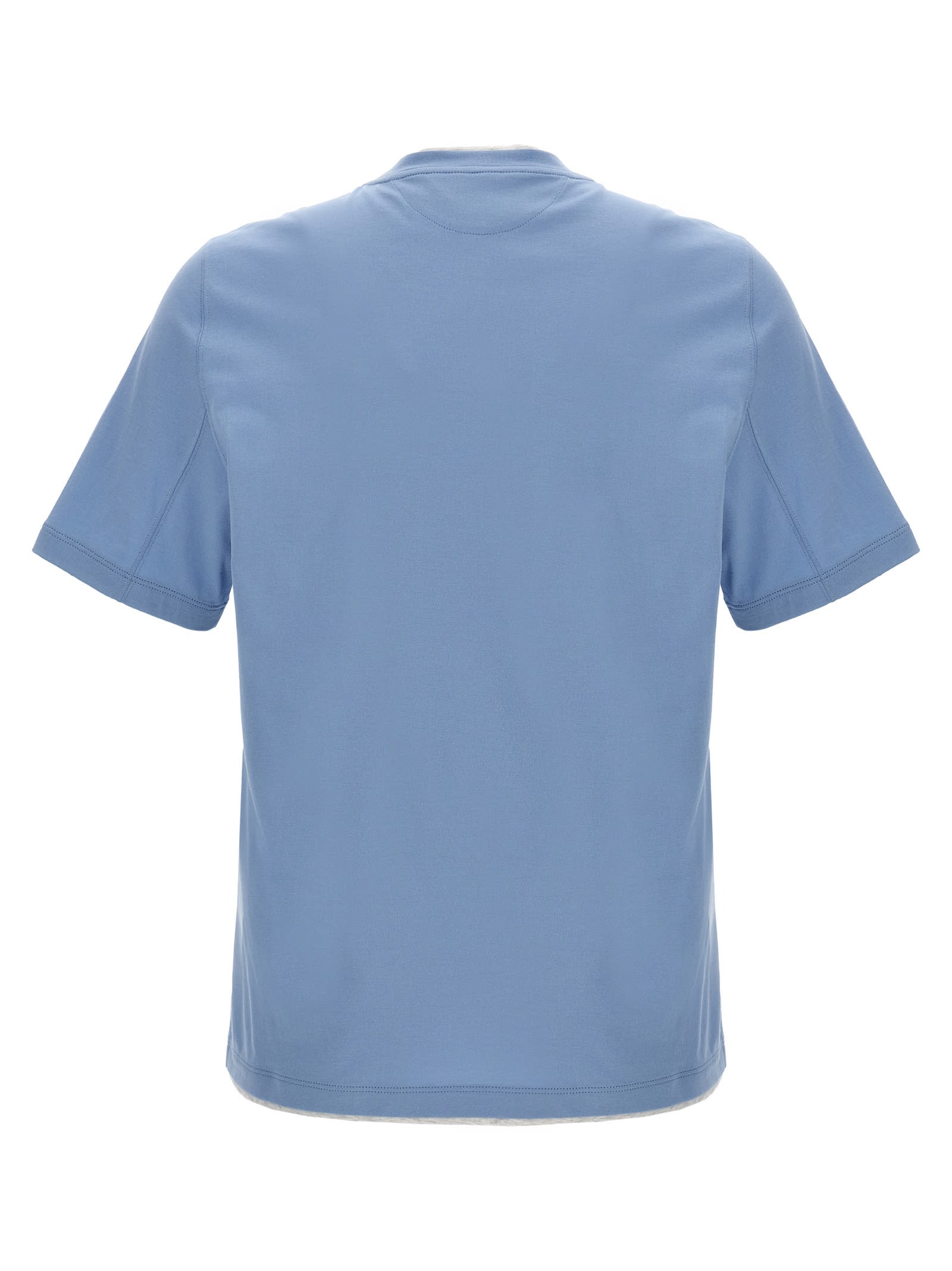 Shop Brunello Cucinelli Layered T-shirt In Light Blue
