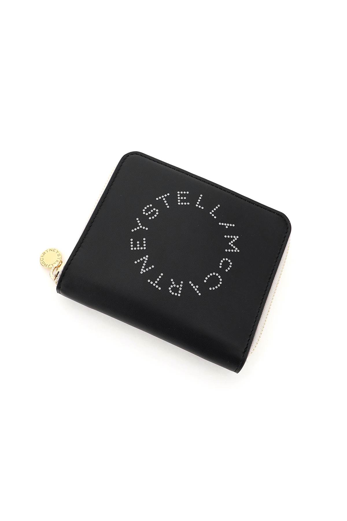 Stella Mccartney Logo Perforated Zipped Wallet In Black