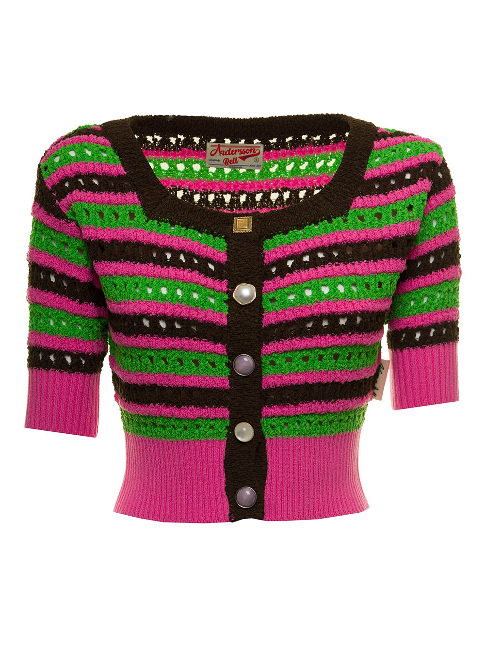 Andersson Bell Womans Choi Jewel Cotton Crochet Multicolor T-shirt