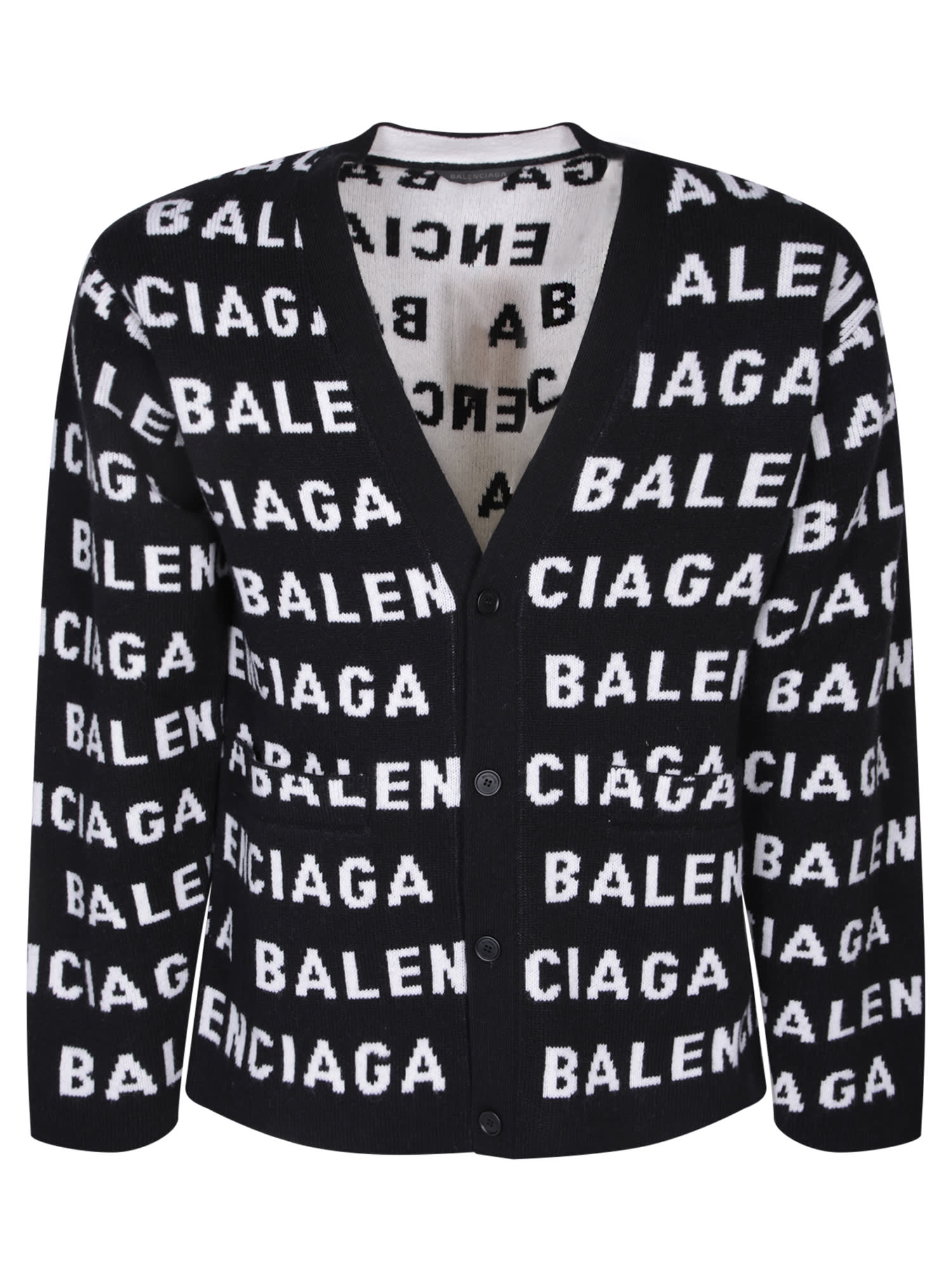 Shop Balenciaga Oversize Black/white Cardigan