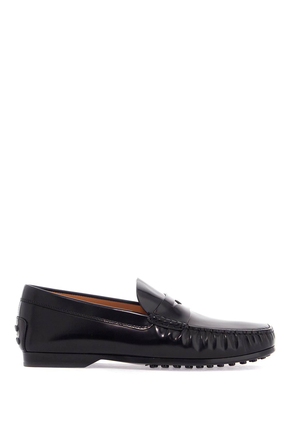 Mens Black Calfskin Loafers With Elegant Insert And Rubber Sole