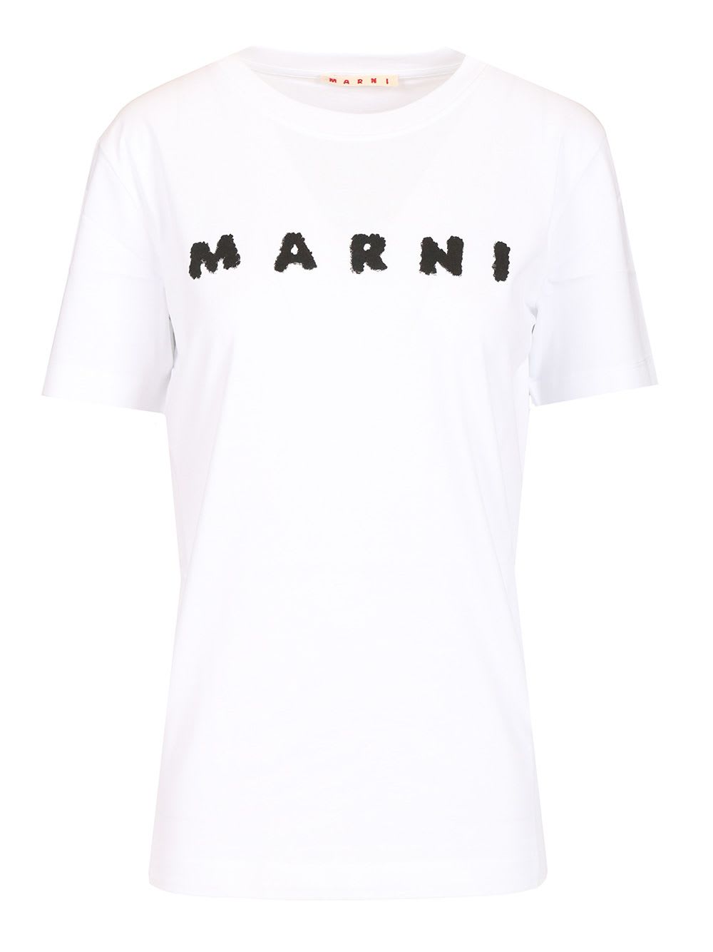 Marni Jersey Logo Short Sleeved T-shirt In White