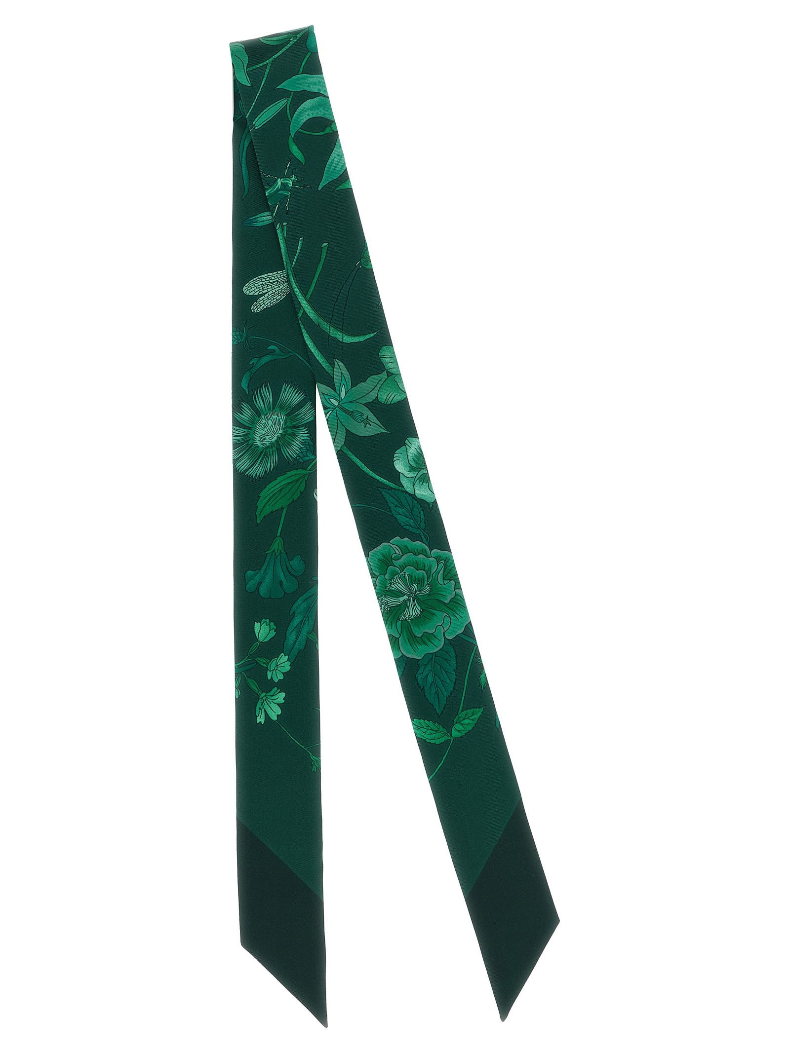 Gucci Floral Long Slim Scarf Accessory In Green