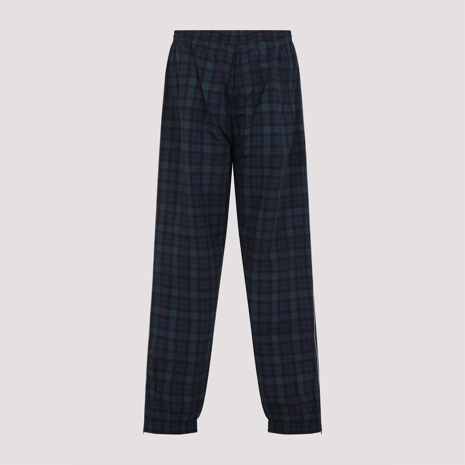 Martine Rose Track Pants With Check Pattern And Cuffed Hem In Blk Black Tartan