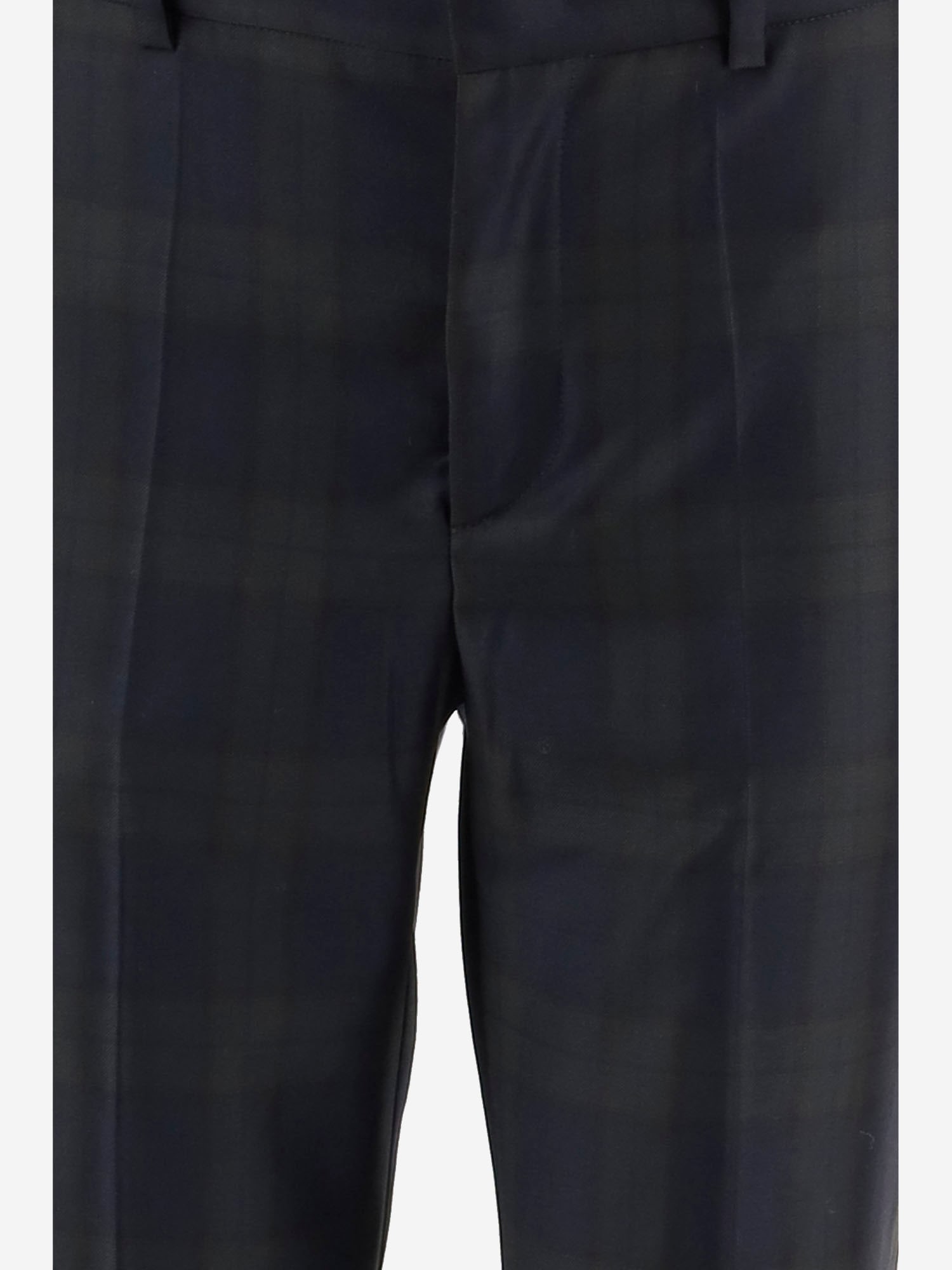 Sa Su Phi Angela Tartan Wool Pants With Turn-ups In Black