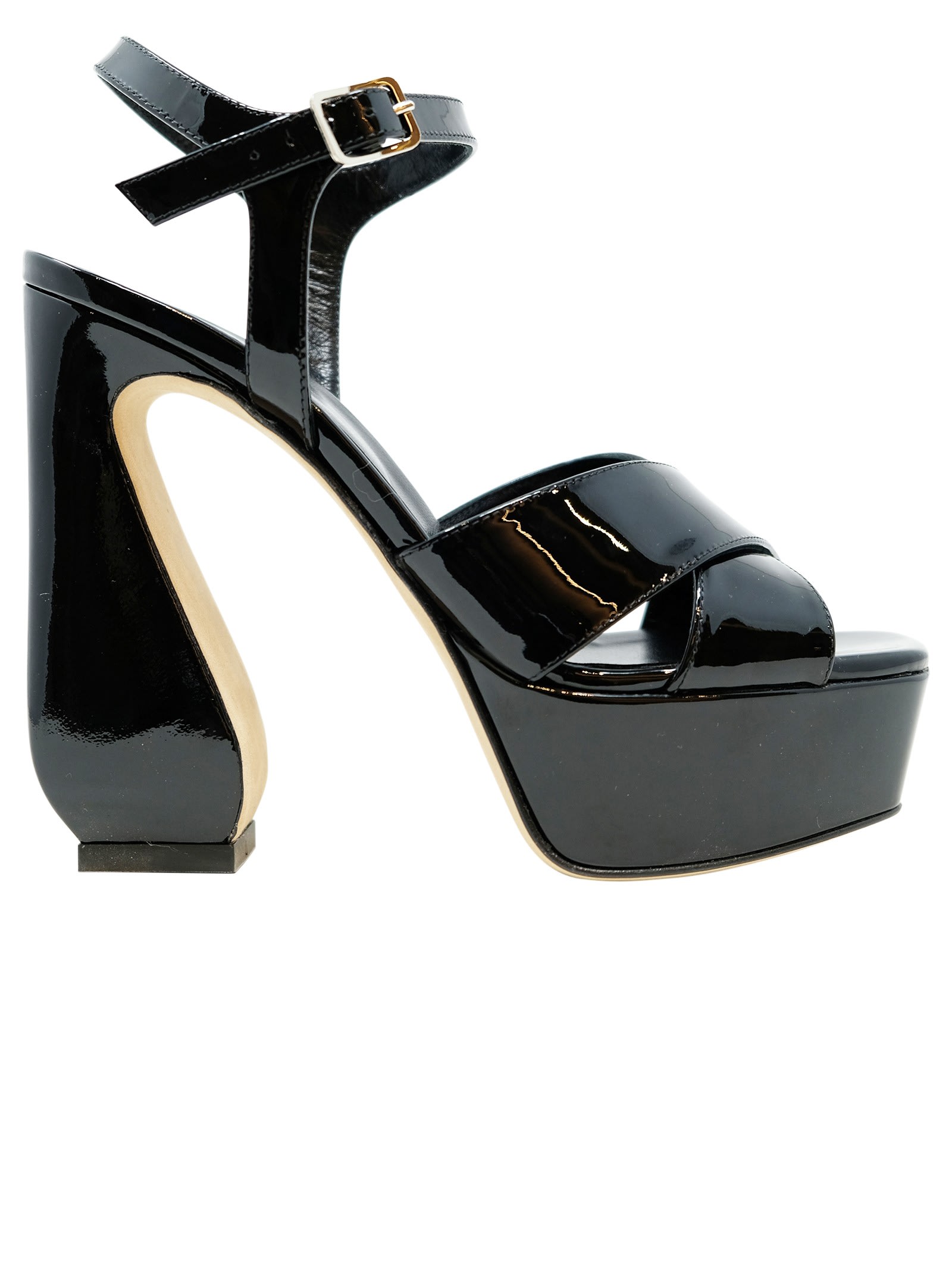 Shop Si Rossi Black Patent Leather Sandals