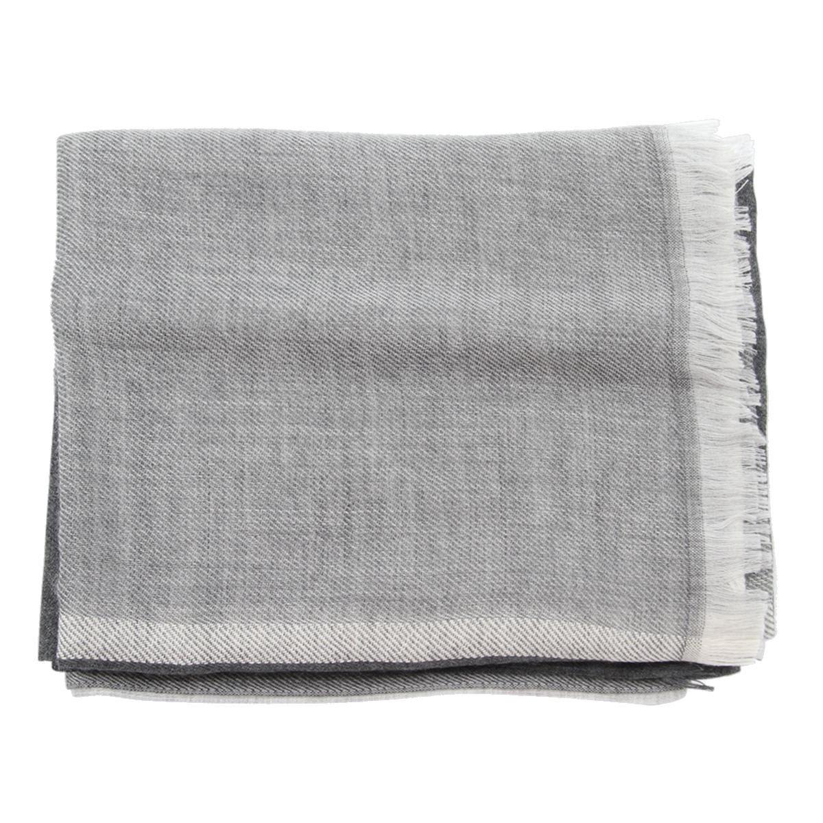 Brunello Cucinelli Colour Block Fringed Scarf In Charcoal