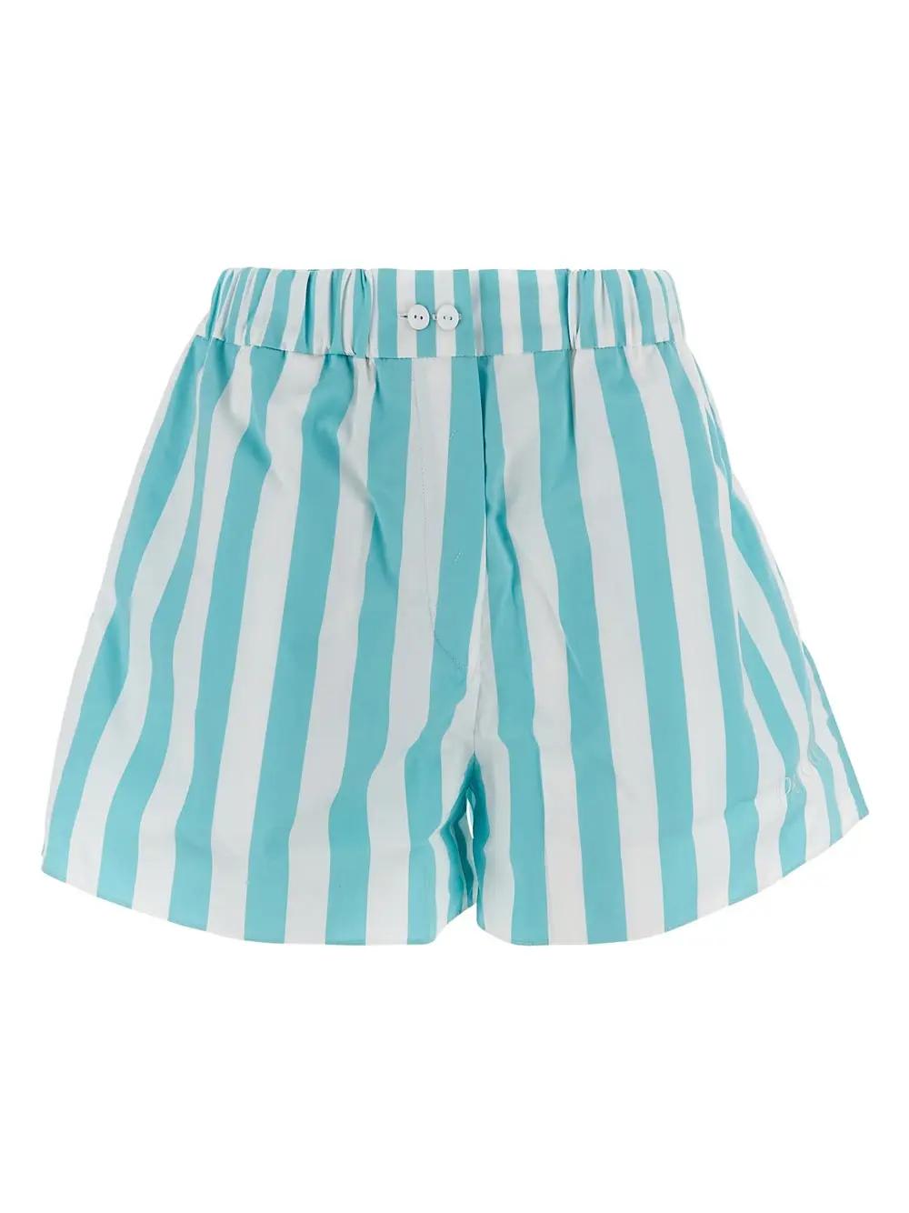 Shop Patou Summer Riviera Shorts In Mix Green Large Stripes