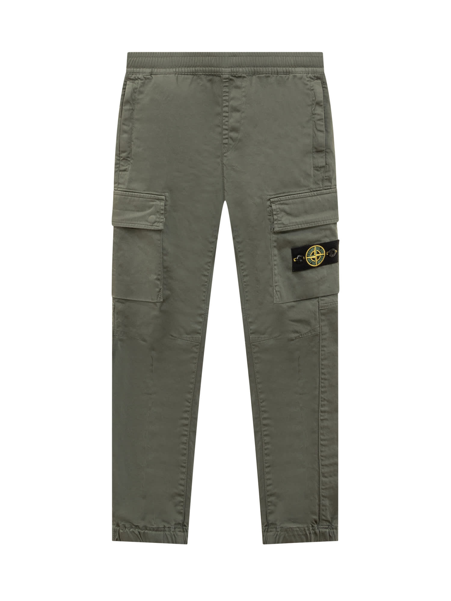 Stone Island Kids' Tapered Badge Pants In Green