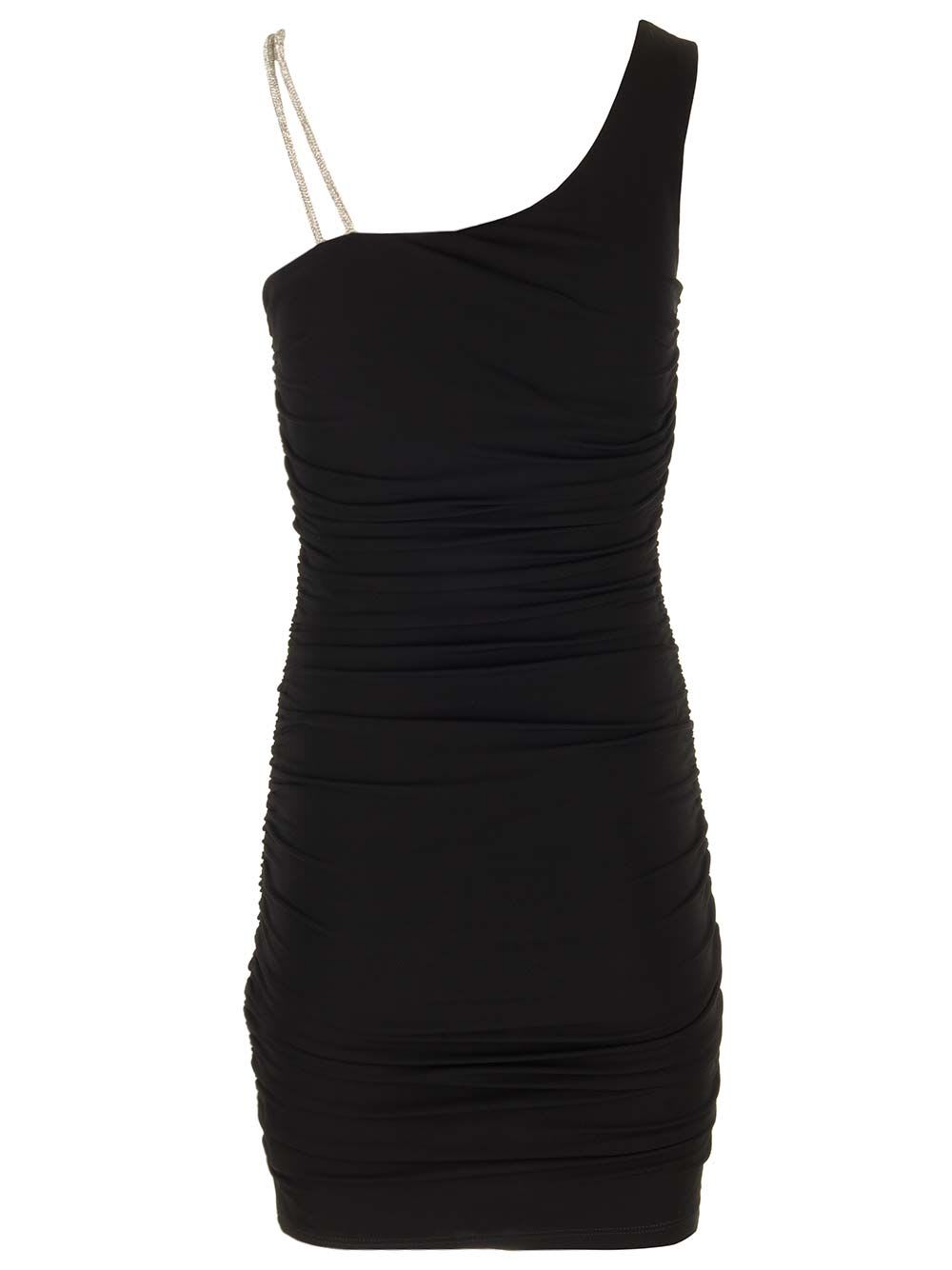 Shop Off-white Bling Crepe Mini Dress In Black