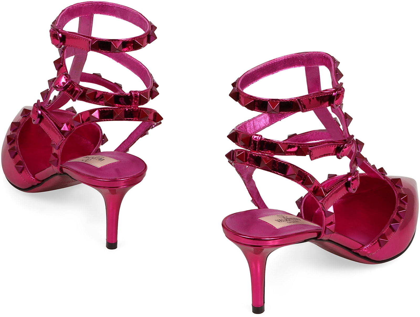 Valentino Rockstud Patent Leather Slingback Pumps In Fuchsia