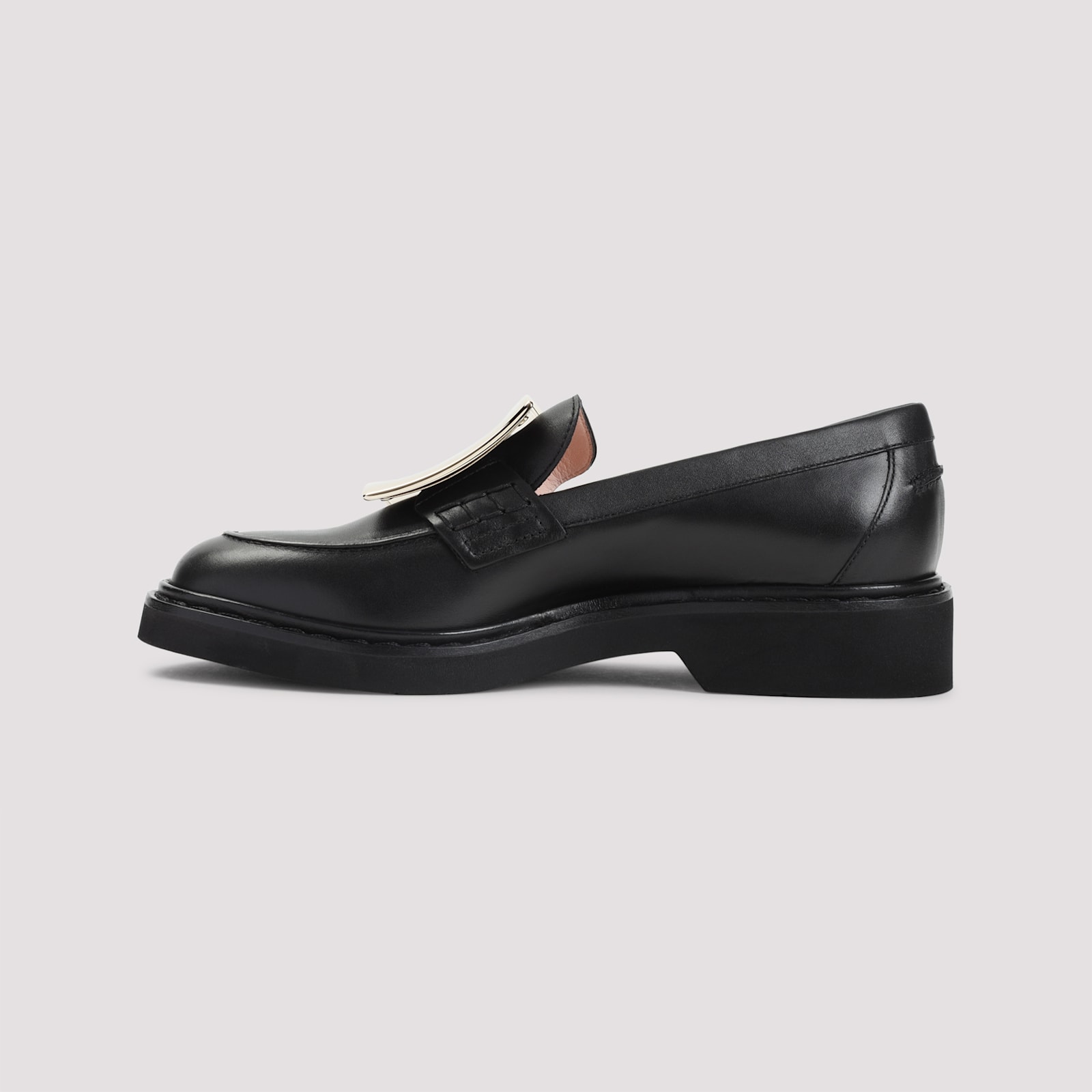 Roger Vivier Black Leather Vivier Viv Rangers Met Buc 25 Loafers In Black