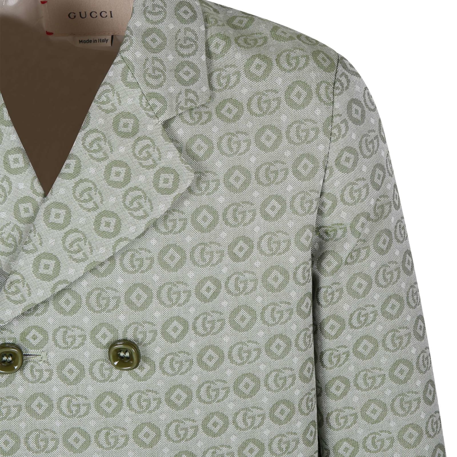 Shop Gucci Green Jacket For Boy With Double G