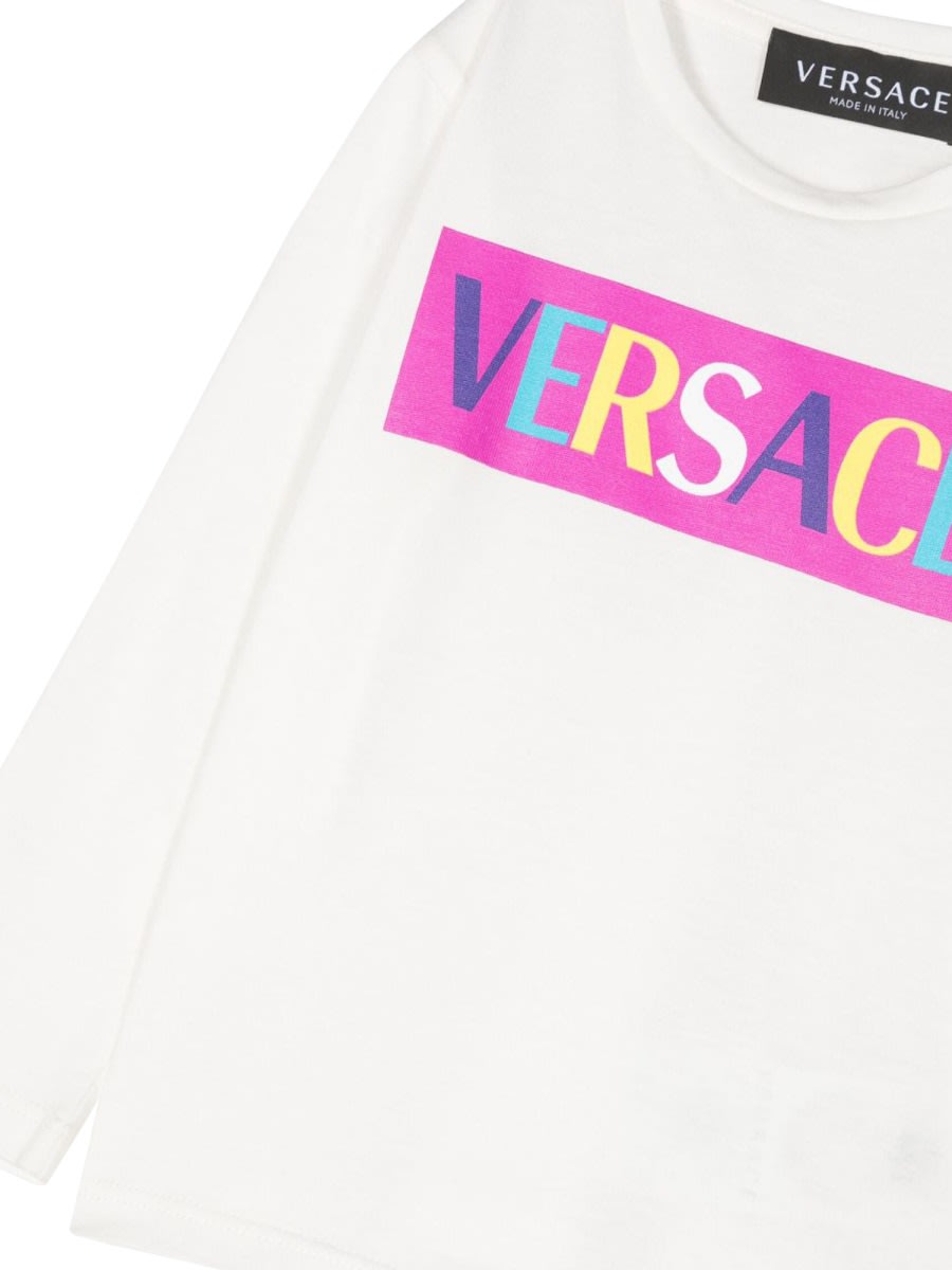 Shop Versace ml Logo T-shirt In White