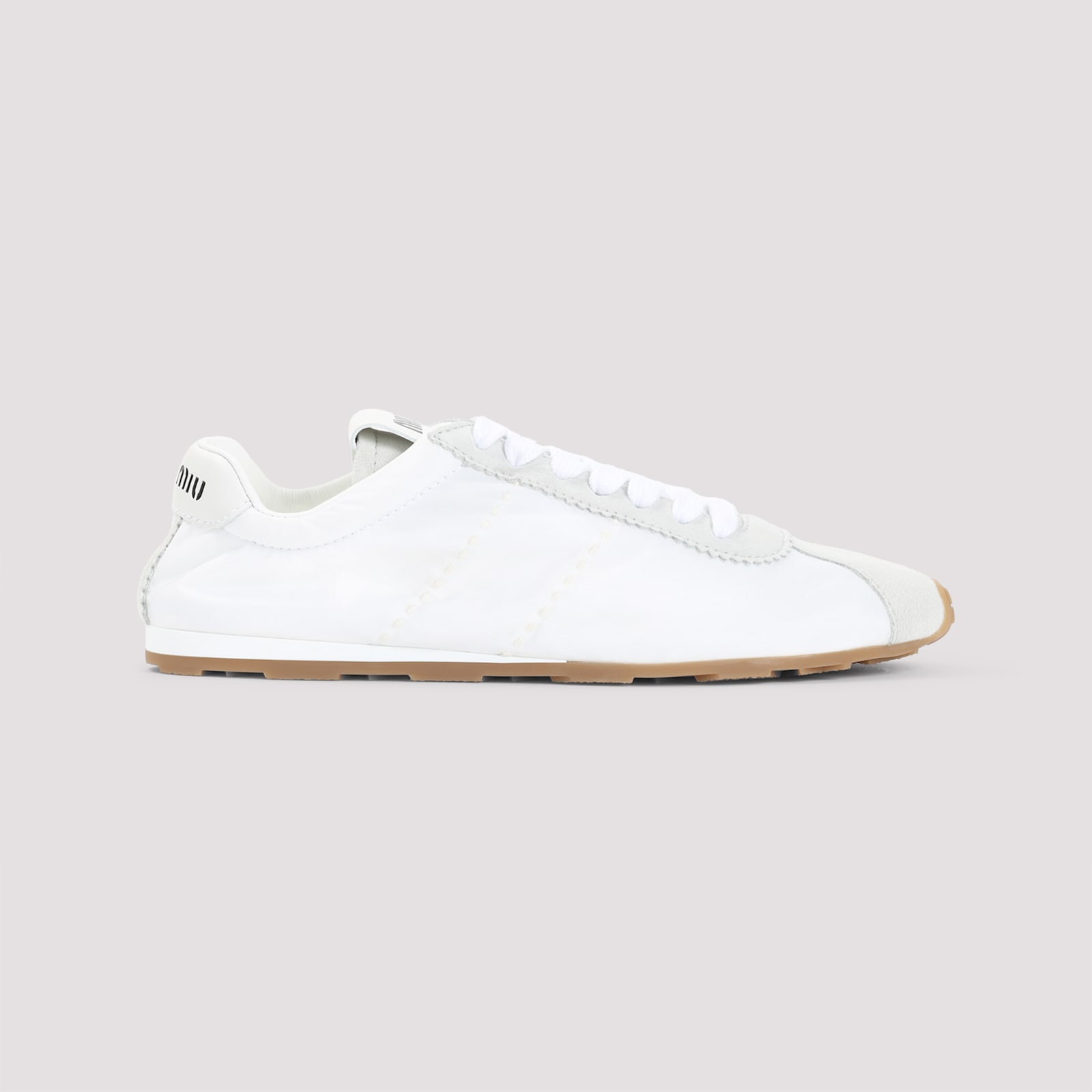 Miu Miu White Leather Low Top Sneakers In Bianco