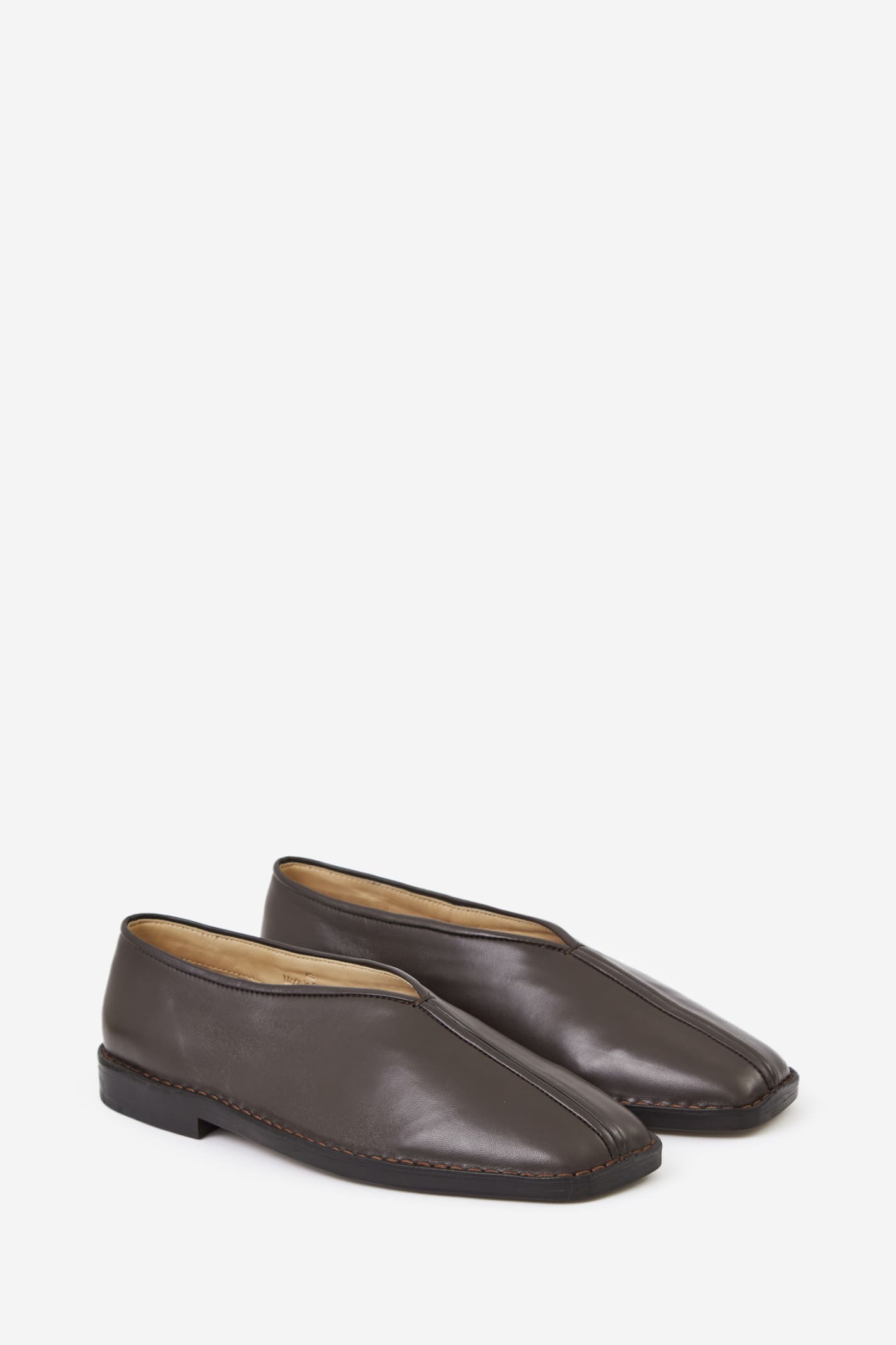Shop Lemaire Flat Piped Slippers Shoes In Brown