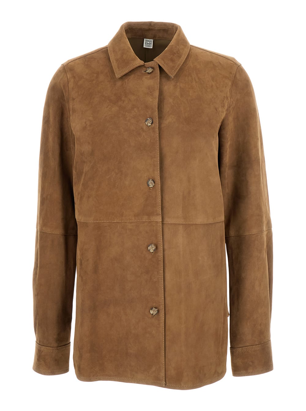 Shop Totême Brown Panelled Shirt In Suede Woman