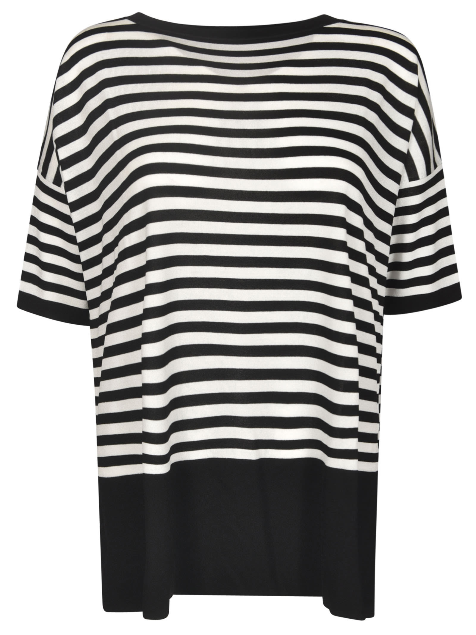 Shop Wild Cashmere Striped T-shirt In White/black