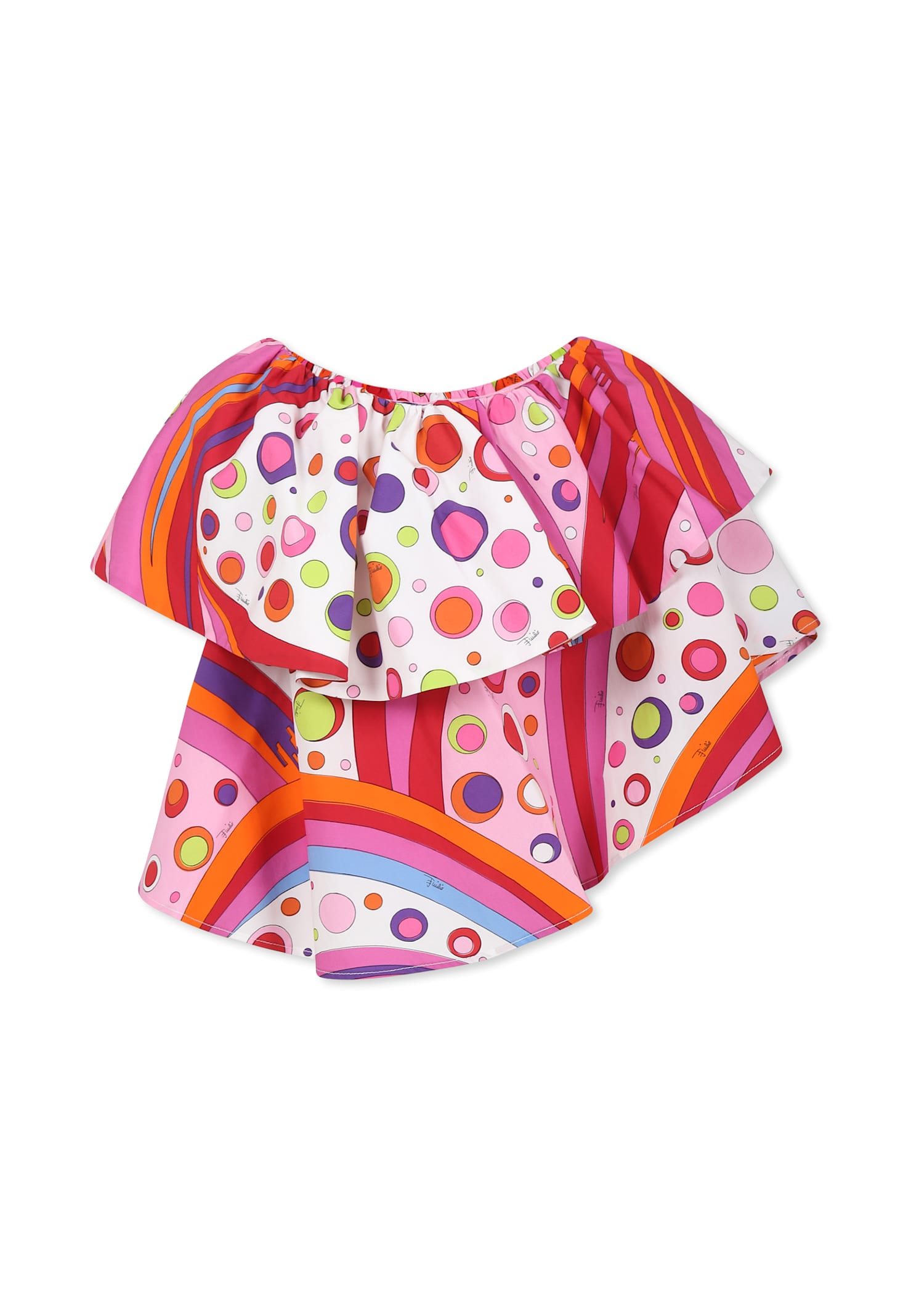 Pucci Multicolor Top For Girl With Marble Print In Multicolor