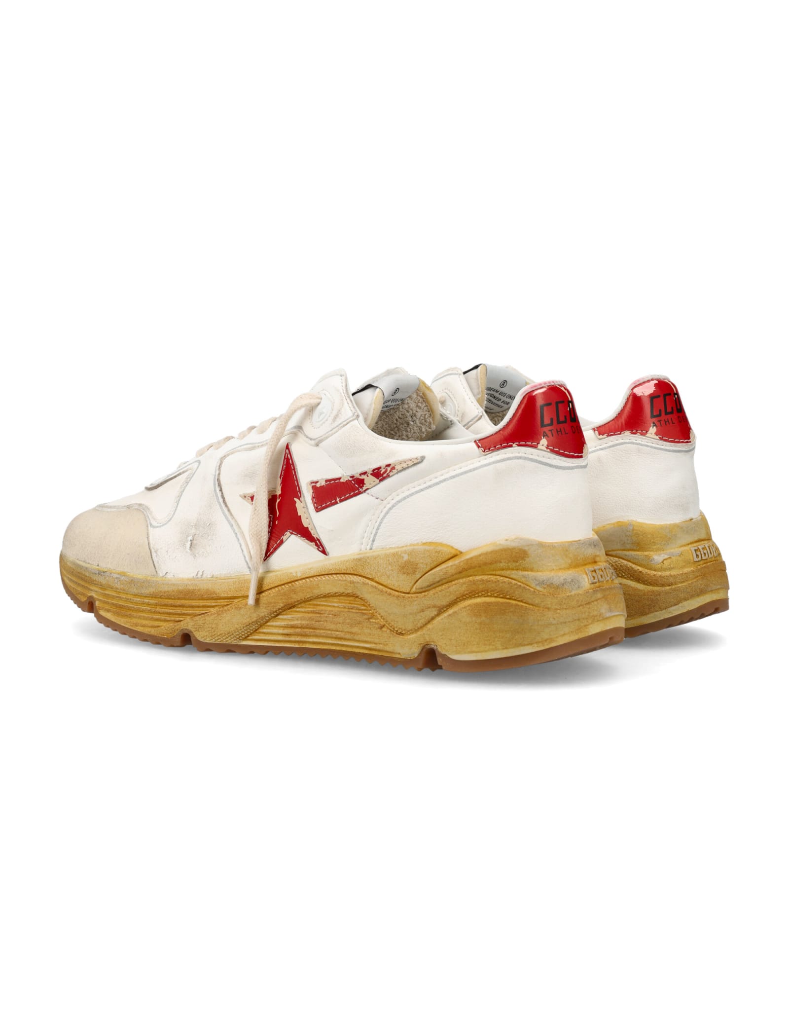Golden Goose Running Sole Low-top Sneakers In White/red/blue