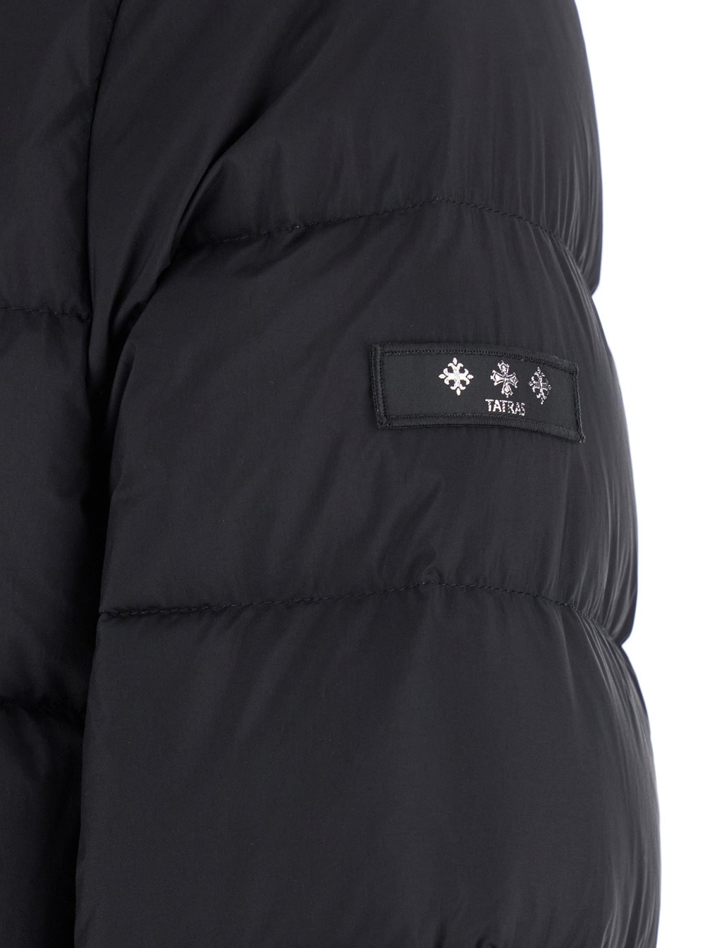 Tatras Borbore Black Down Jacket With Hood And Logo Patch On The Side In Tech Fabric Man In Black