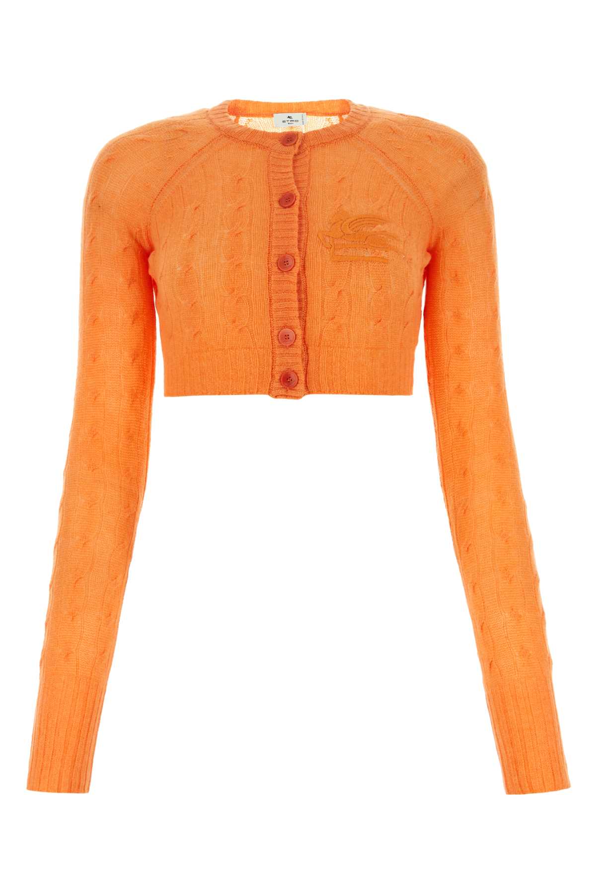 Shop Etro Orange Cashmere Cardigan