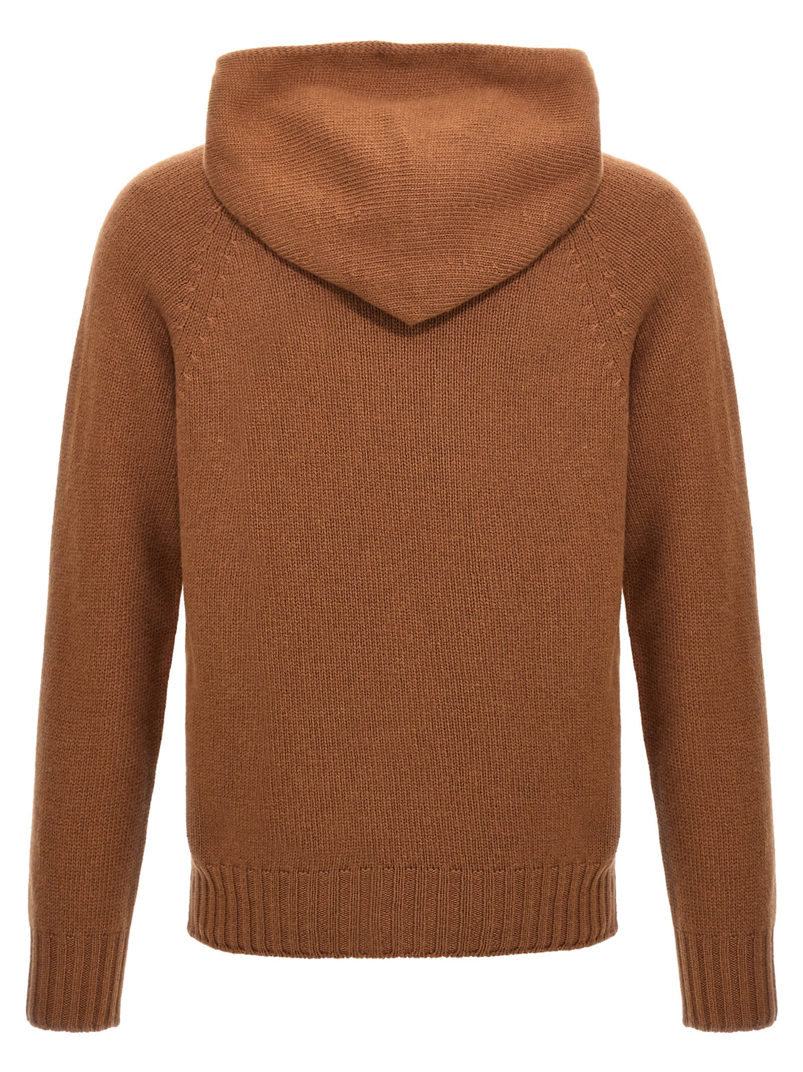 Ma'ry'ya Wool Hooded Sweater In Brown