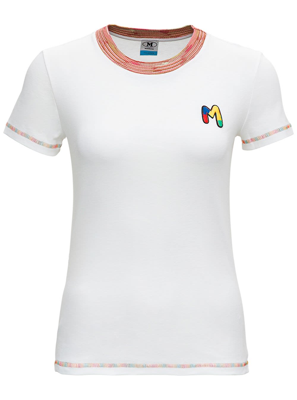 M Missoni White Cotton T-shirt With Logo