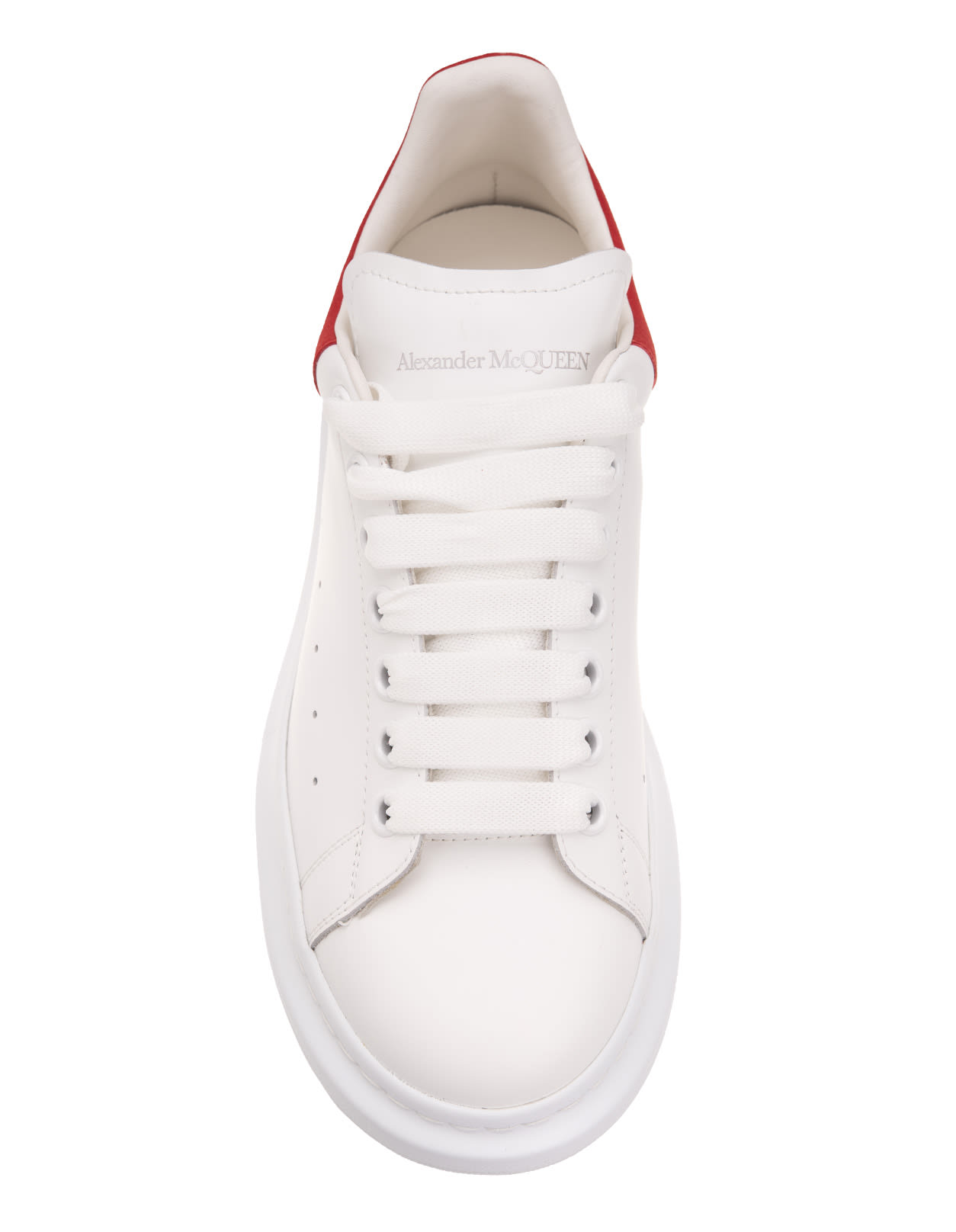 Shop Alexander Mcqueen White Oversized Sneakers With Lust Red Suede Spoiler